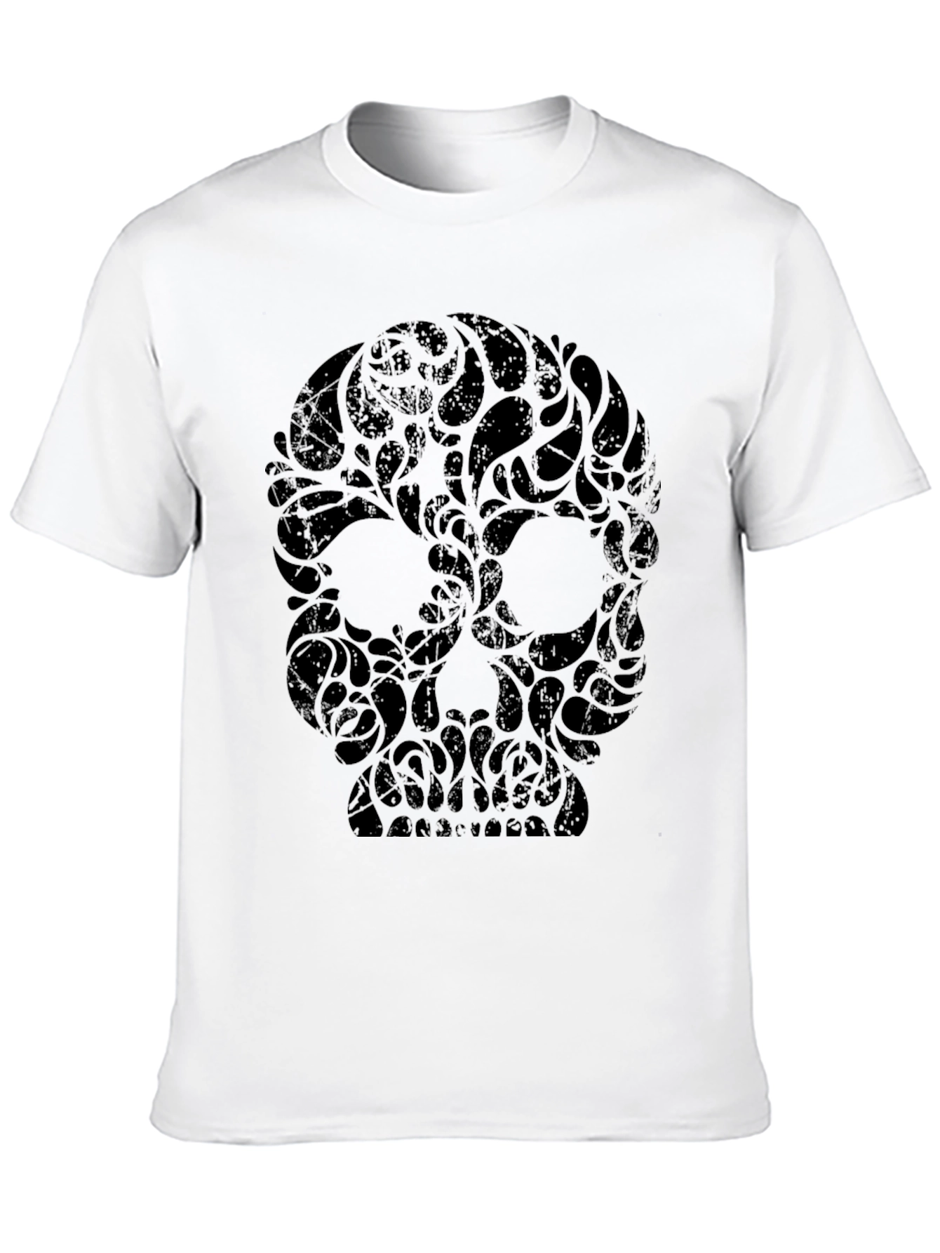 Black Dark Floral Skull Graphic Tee - Men's view 10