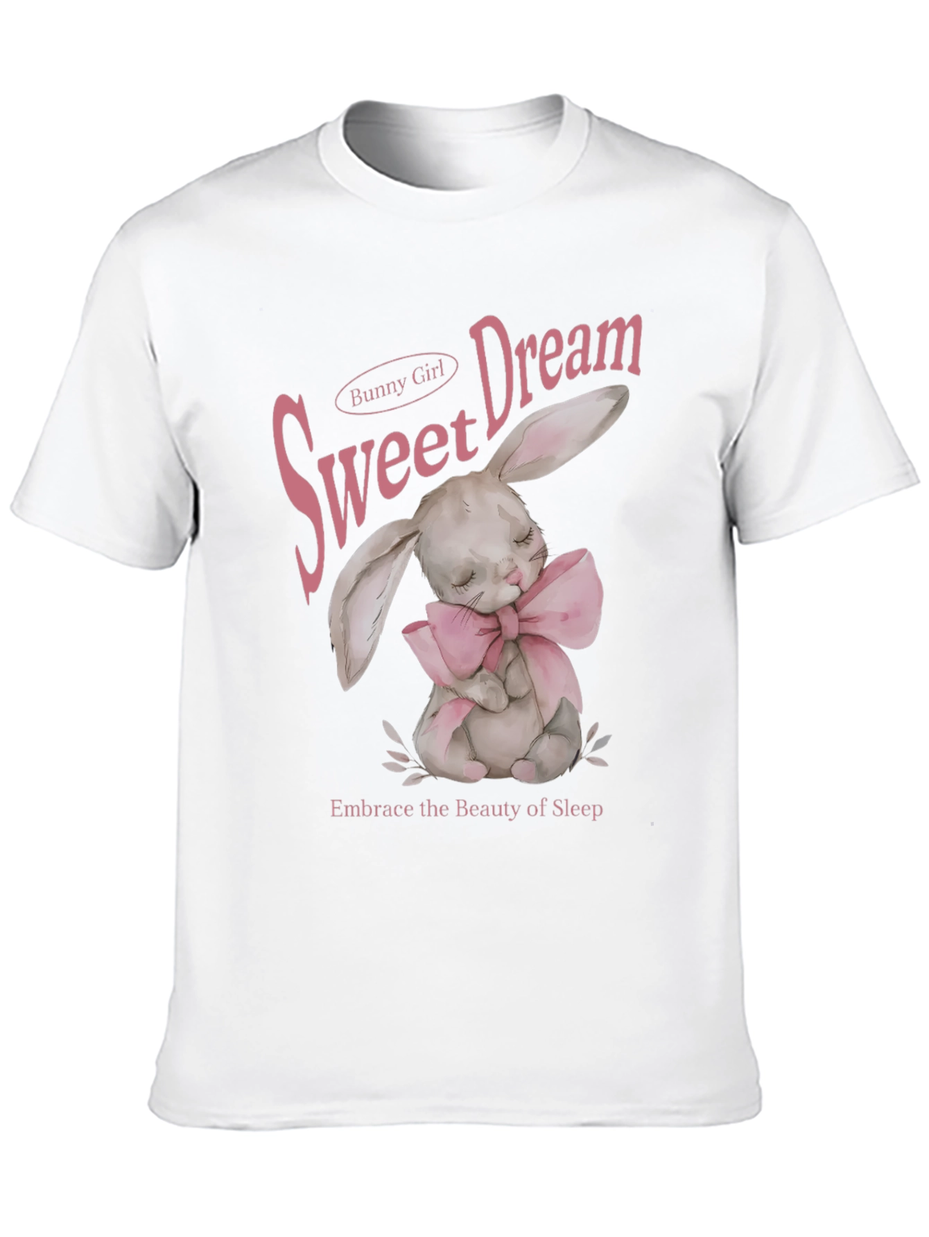 Black Sweet Dream Bunny Girl Black Graphic T-Shirt view 10