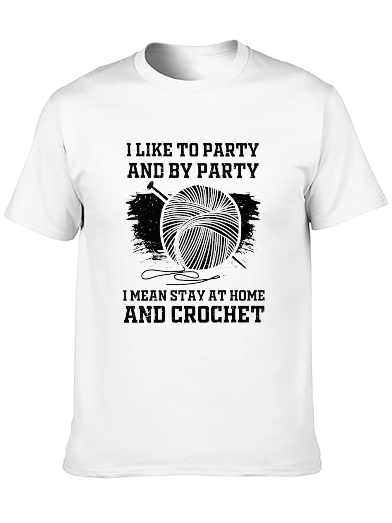 Black Crochet Party Funny Graphic T-Shirt view 10