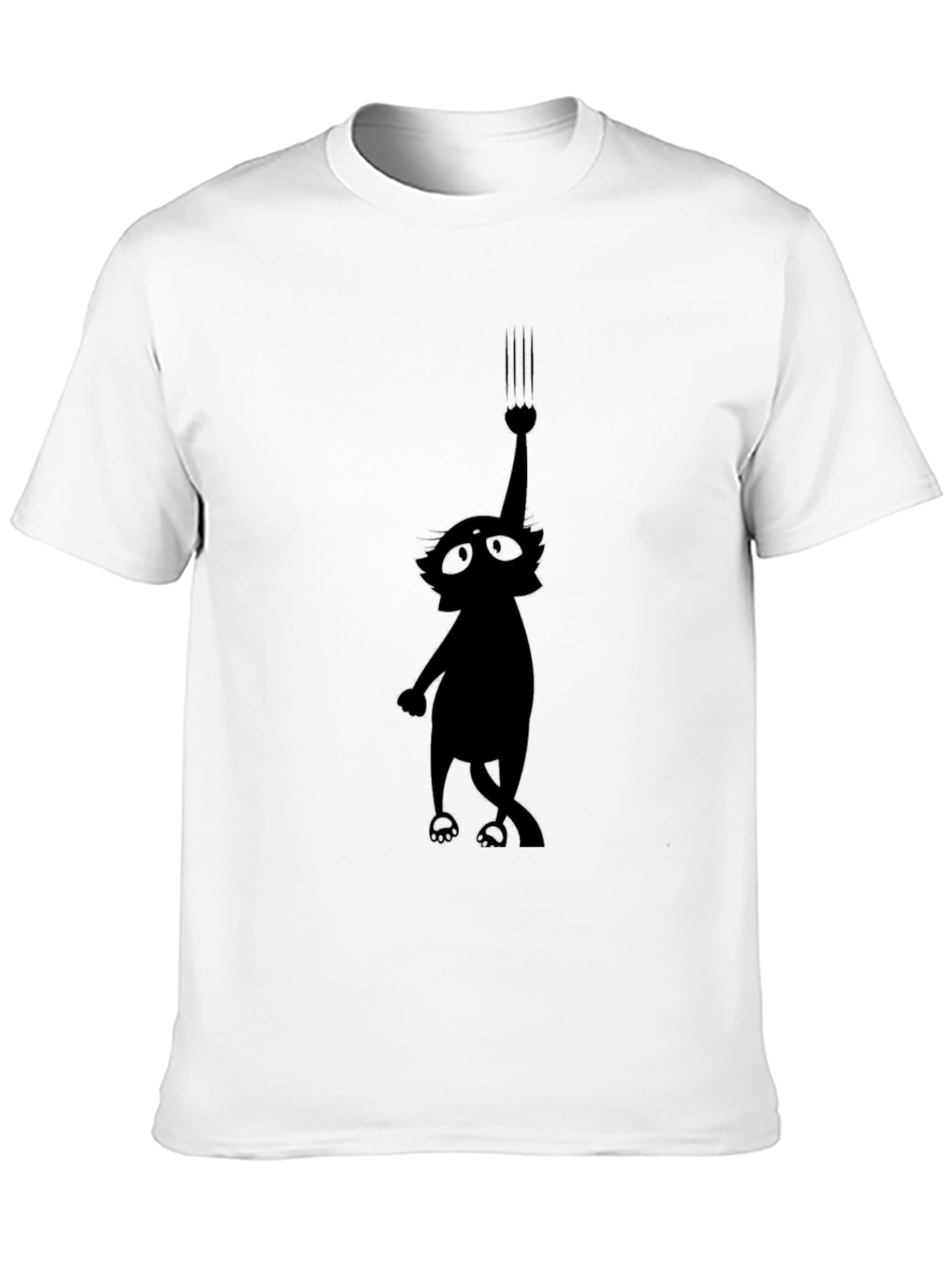 Black Whimsical Cat Scratch T-Shirt - Black Graphic Tee view 10