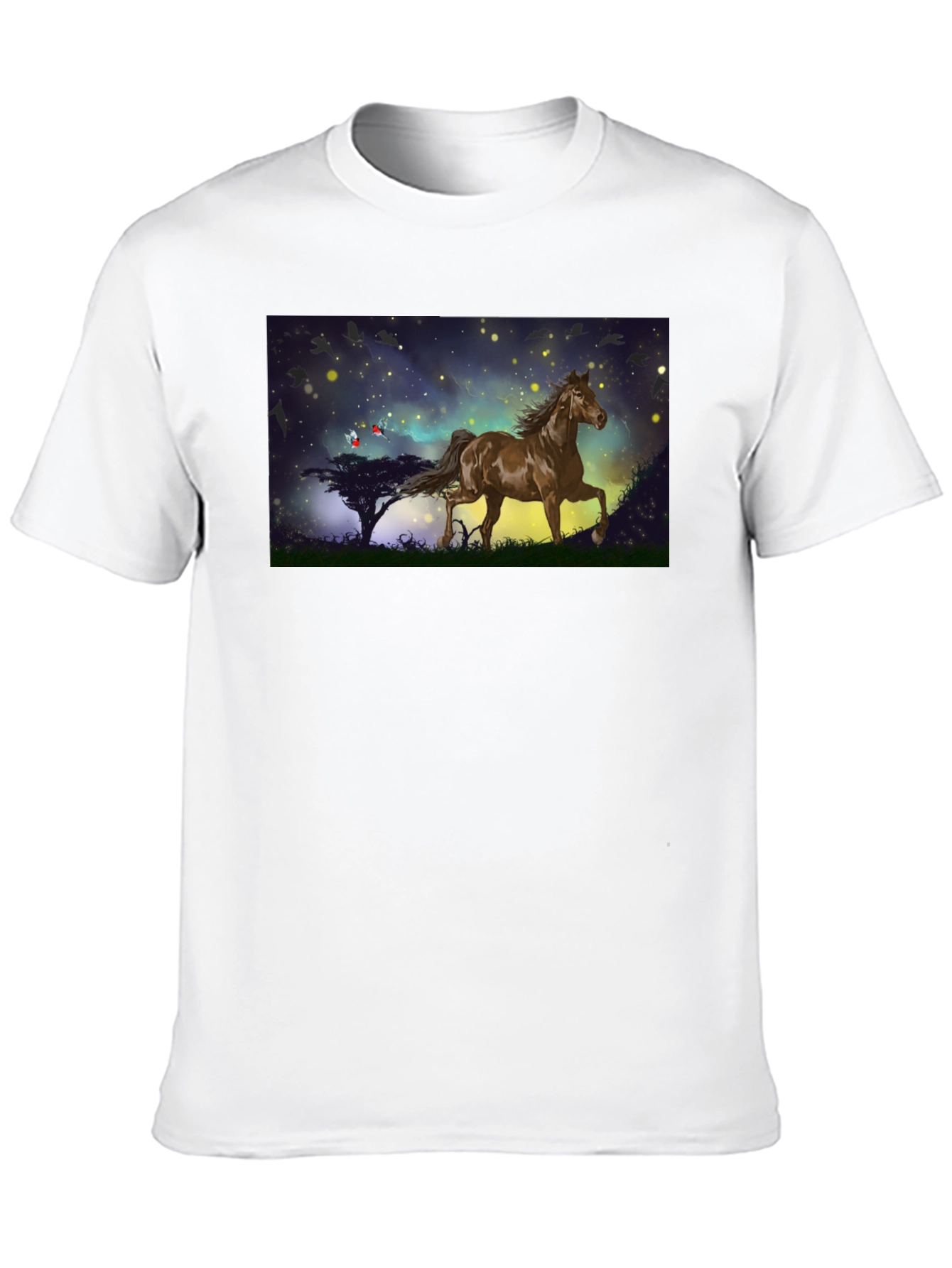 Black Horse Graphic Tee - Black Cotton Blend T-Shirt view 10