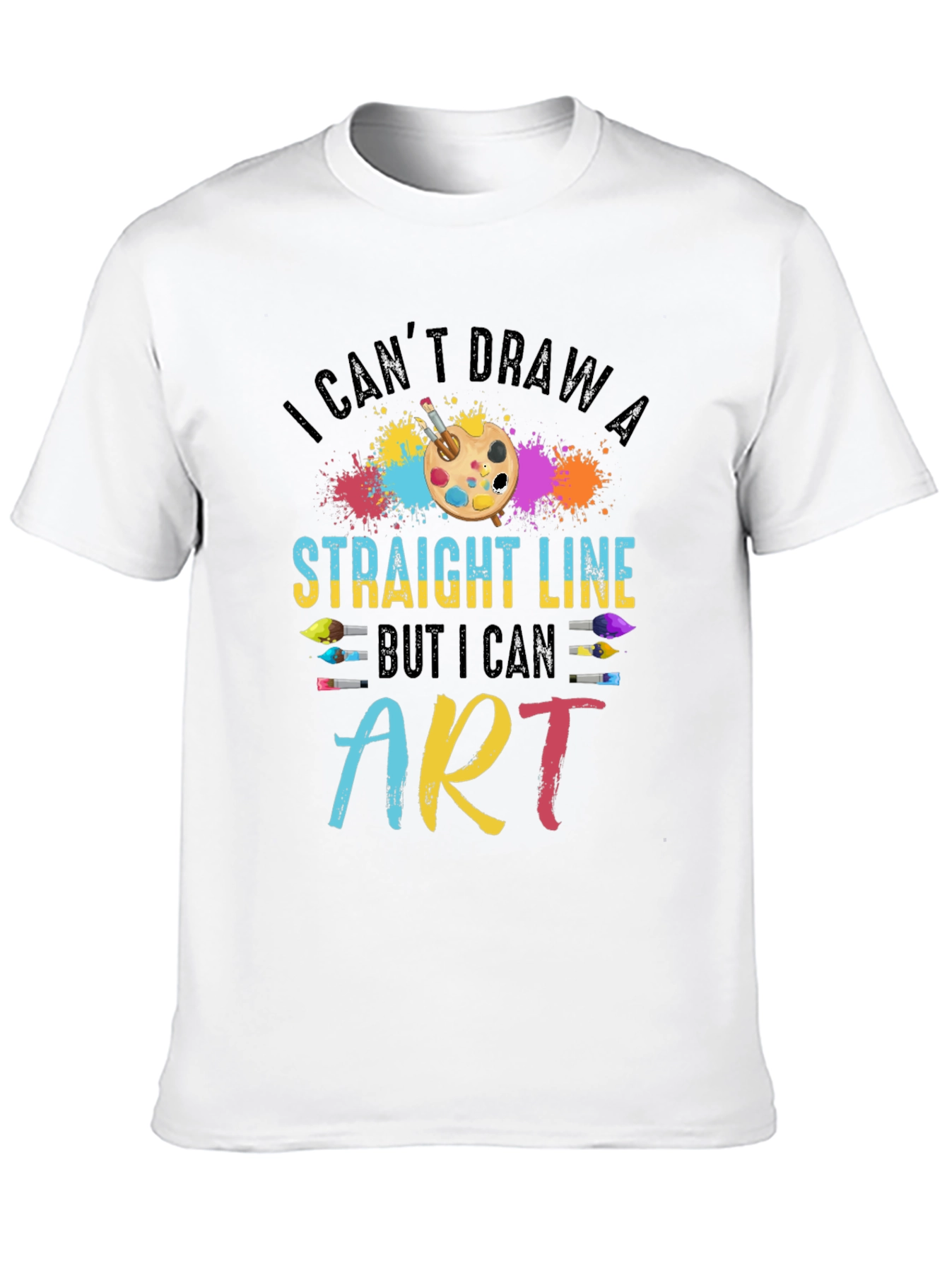 Black Artistic T-Shirt - I Can't Draw a Straight Line view 10