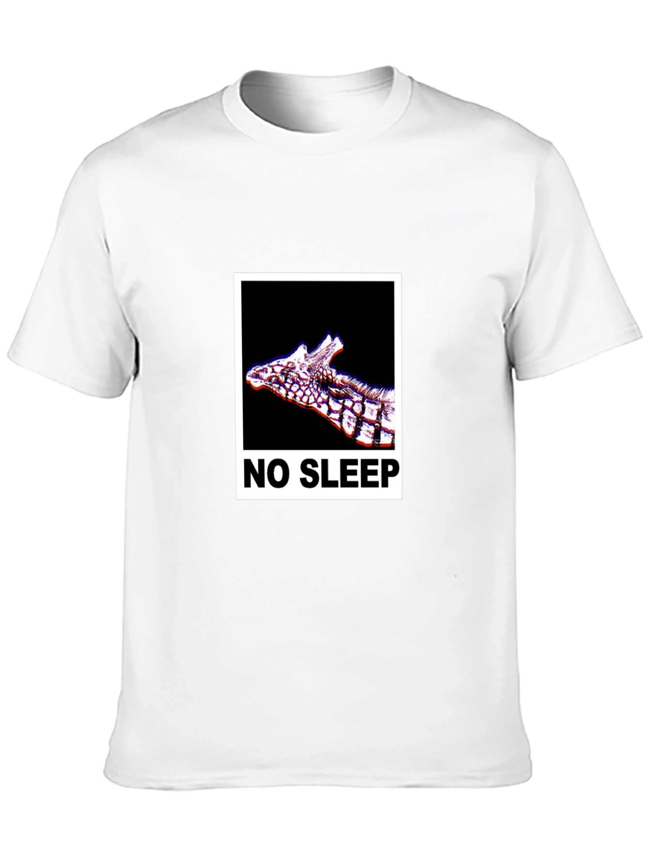 Black No Sleep Giraffe Graphic Tee - Black Cotton T-Shirt view 10