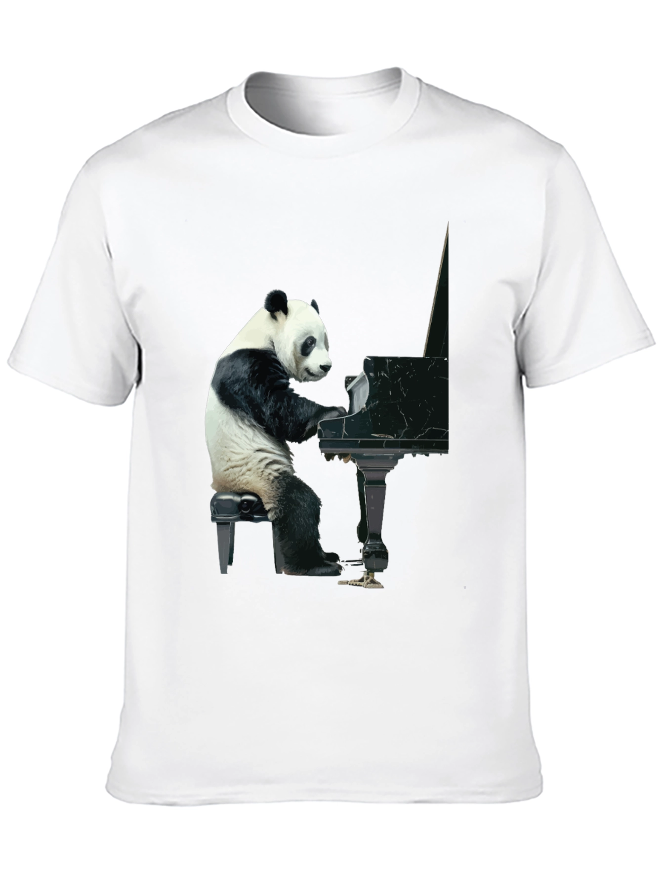 Black Panda Playing Piano Graphic Tee - Black Cotton Shirt view 10