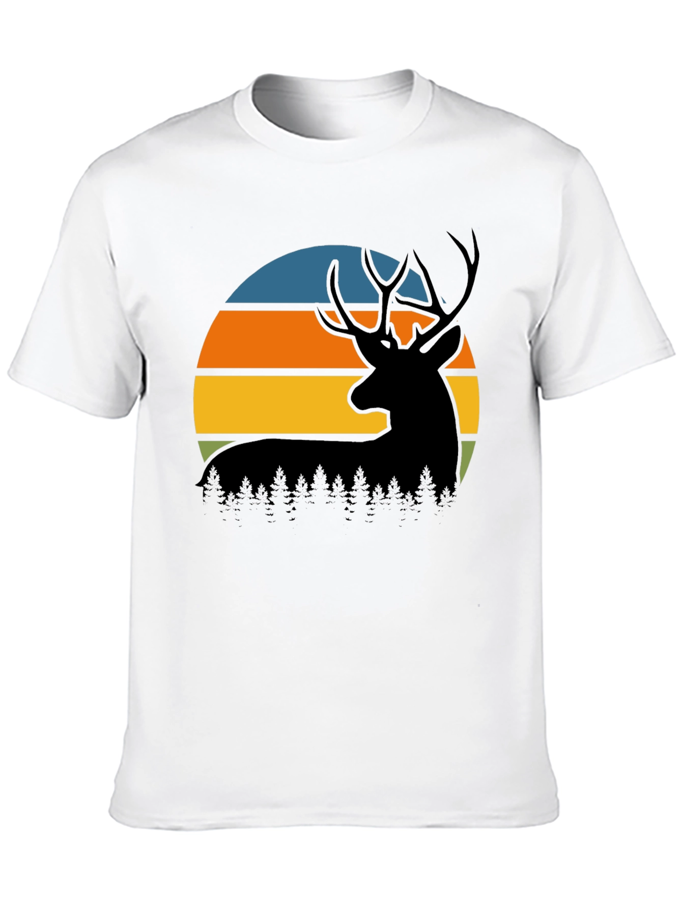 Black Retro Deer Sunset Graphic T-Shirt view 10