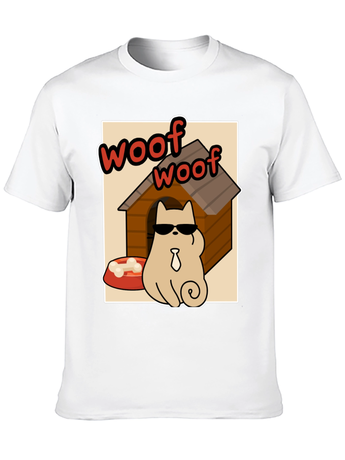 Black Cool Dog Woof T-Shirt view 10