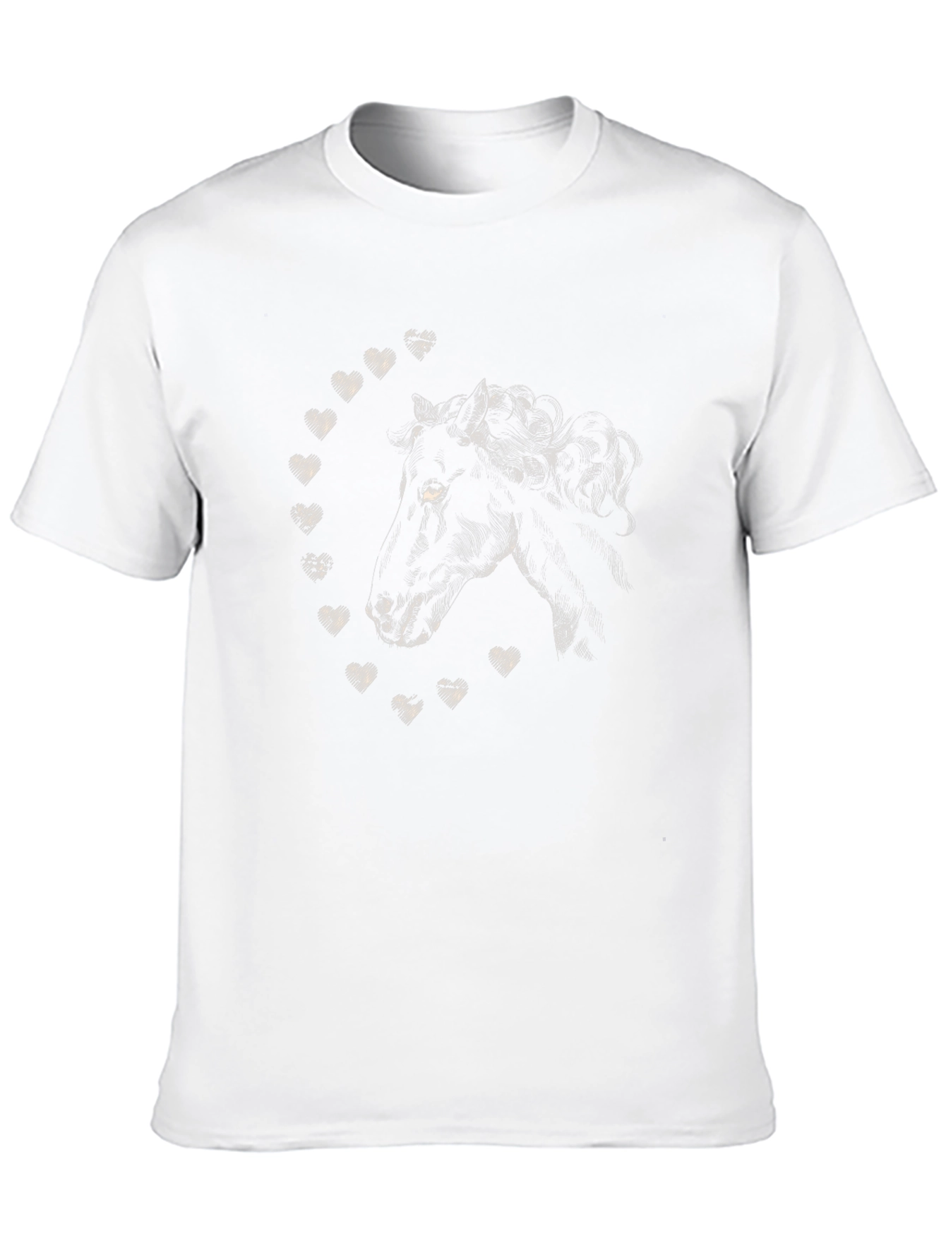 Black Horse & Hearts Graphic Tee - Soft Black Cotton Crew Neck view 10