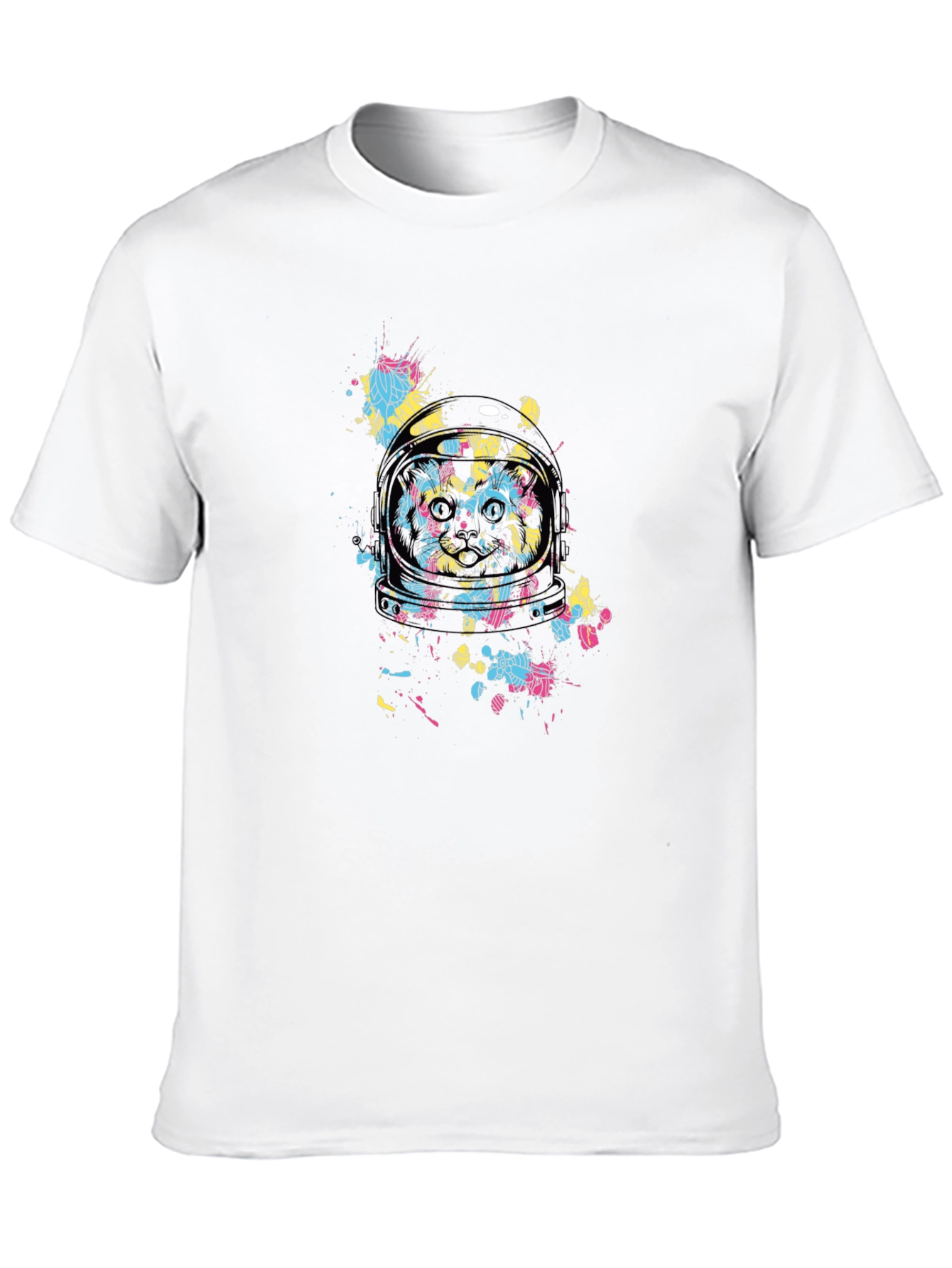 Black Astronaut Cat Graphic Black T-Shirt view 10