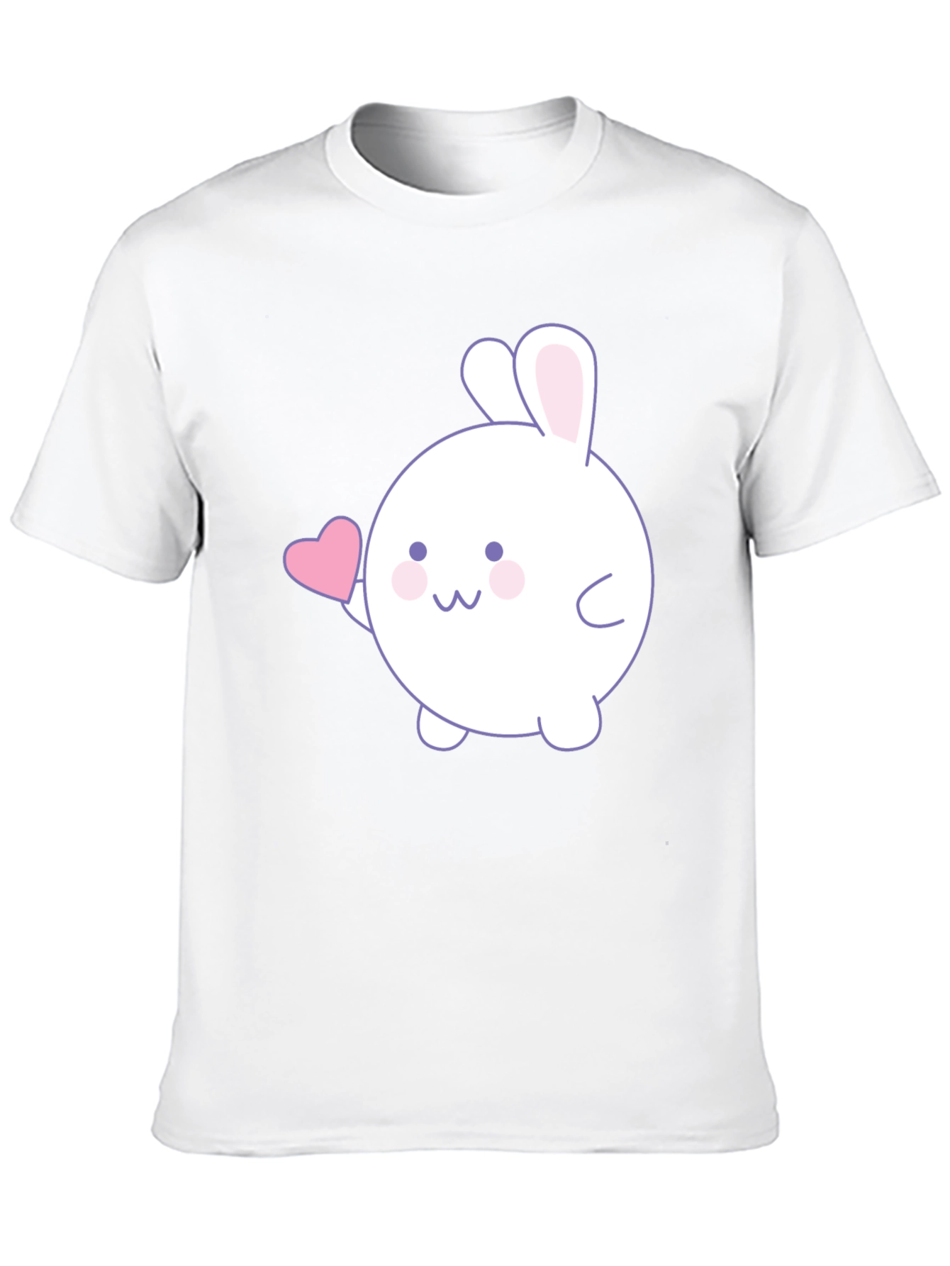 Black Cute Bunny Heart Graphic Black T-Shirt view 10