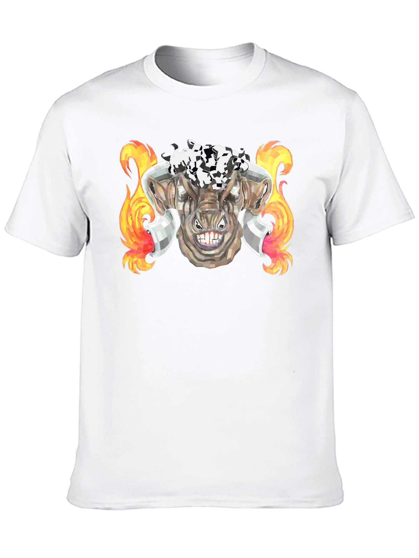 Black Fiery Bull Graphic Tee - Black Cotton T-Shirt view 10