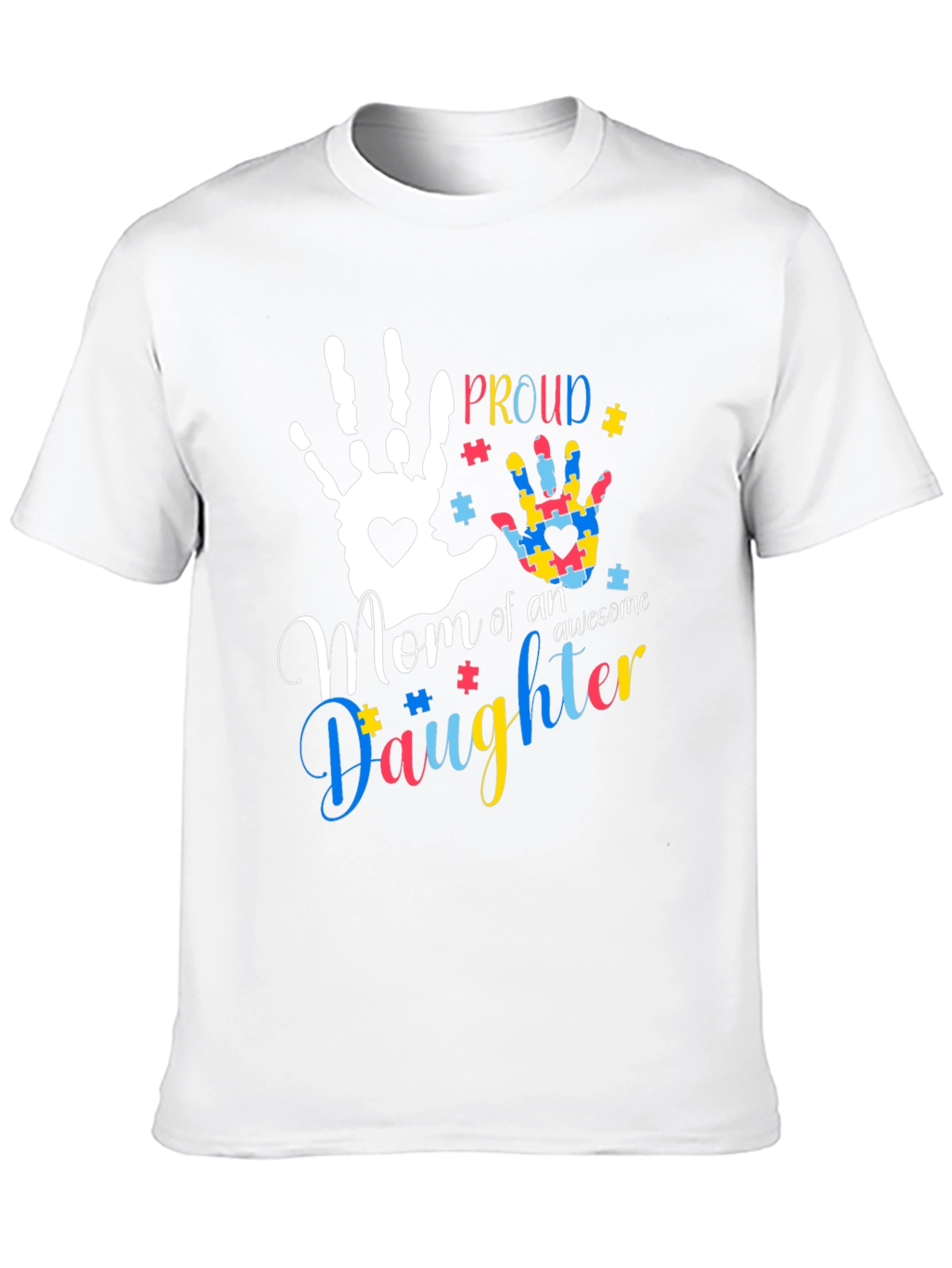 Black Proud Mom of an Awesome Daughter T-Shirt Autism Awareness view 10