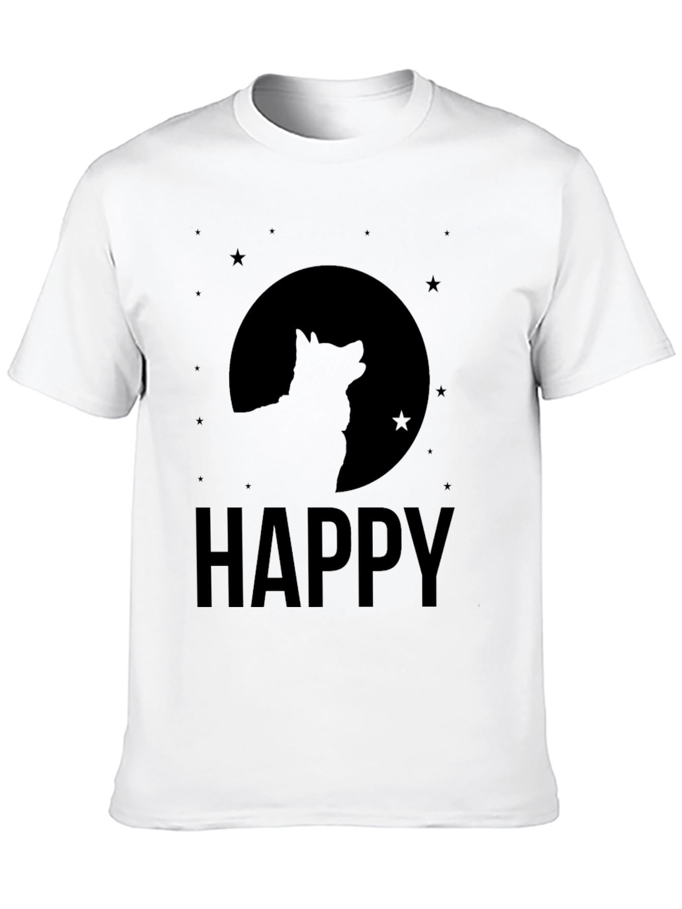 Black Happy Wolf Moon Graphic Tee - Black Cotton Blend Shirt view 10