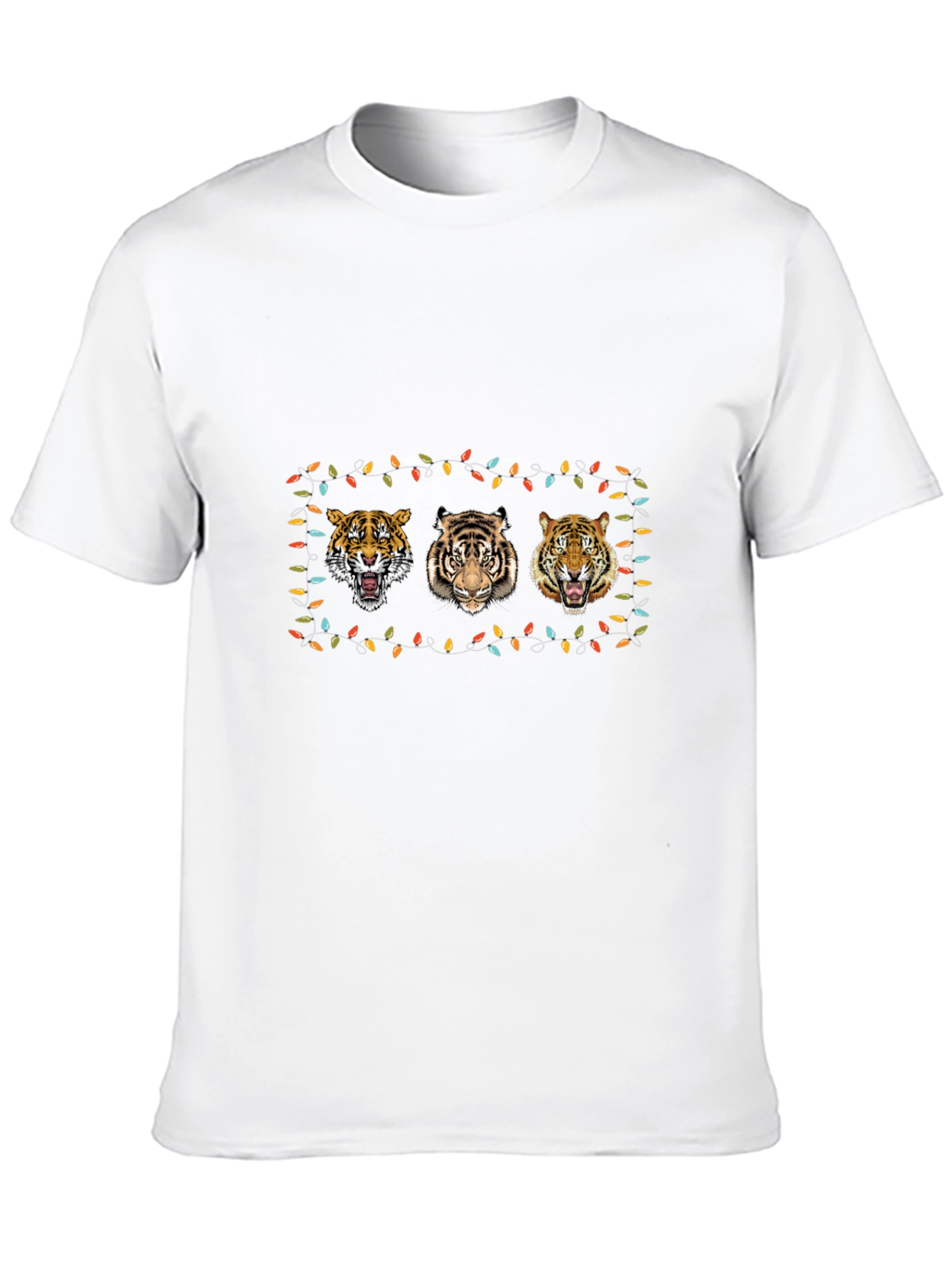 Black Tiger Trio Christmas Lights T-Shirt - Black view 10