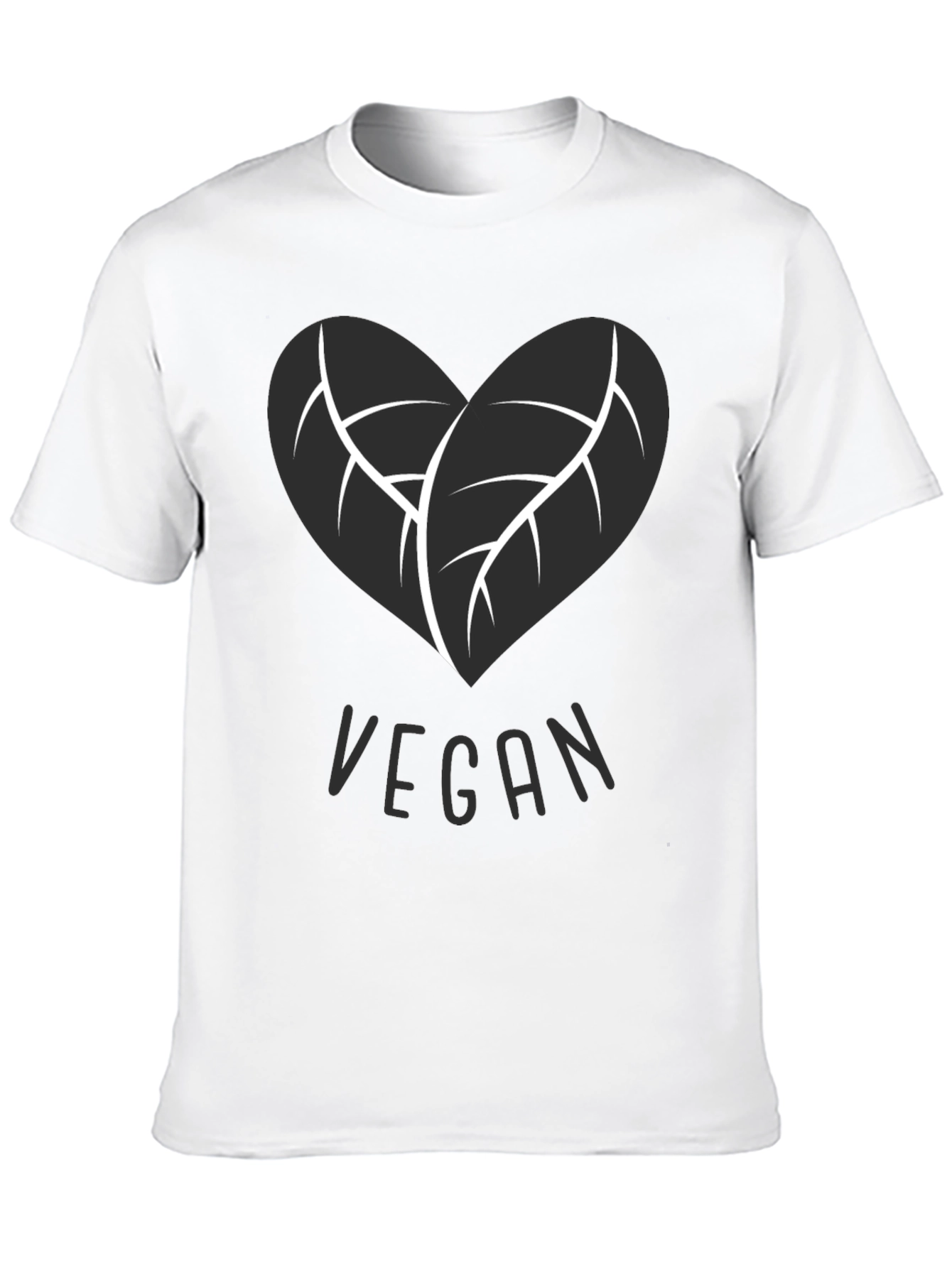 Black Vegan Heart Leaf T-Shirt - Black view 10