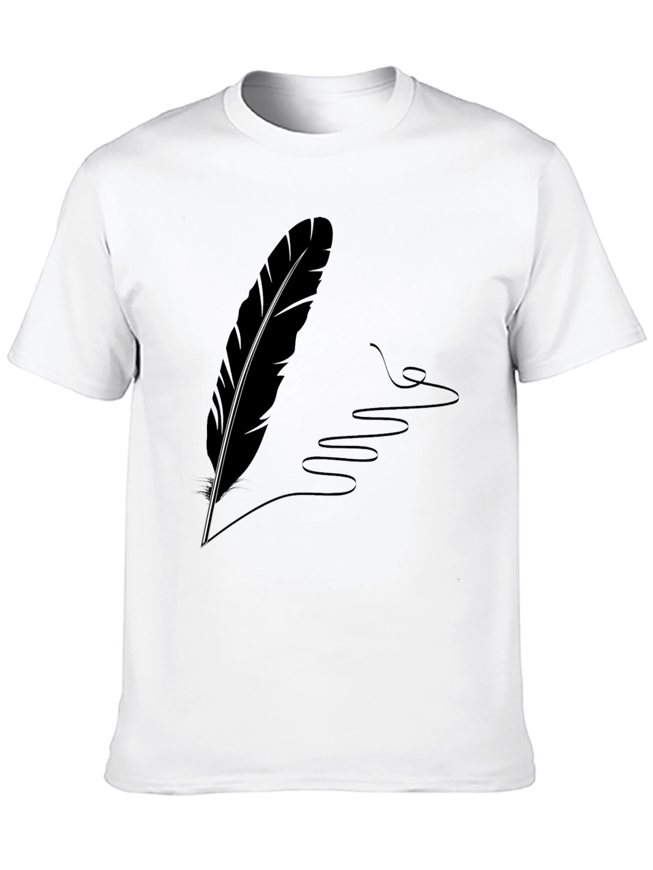 Black Feather Quill Graphic Tee - Stylish Black T-Shirt view 10