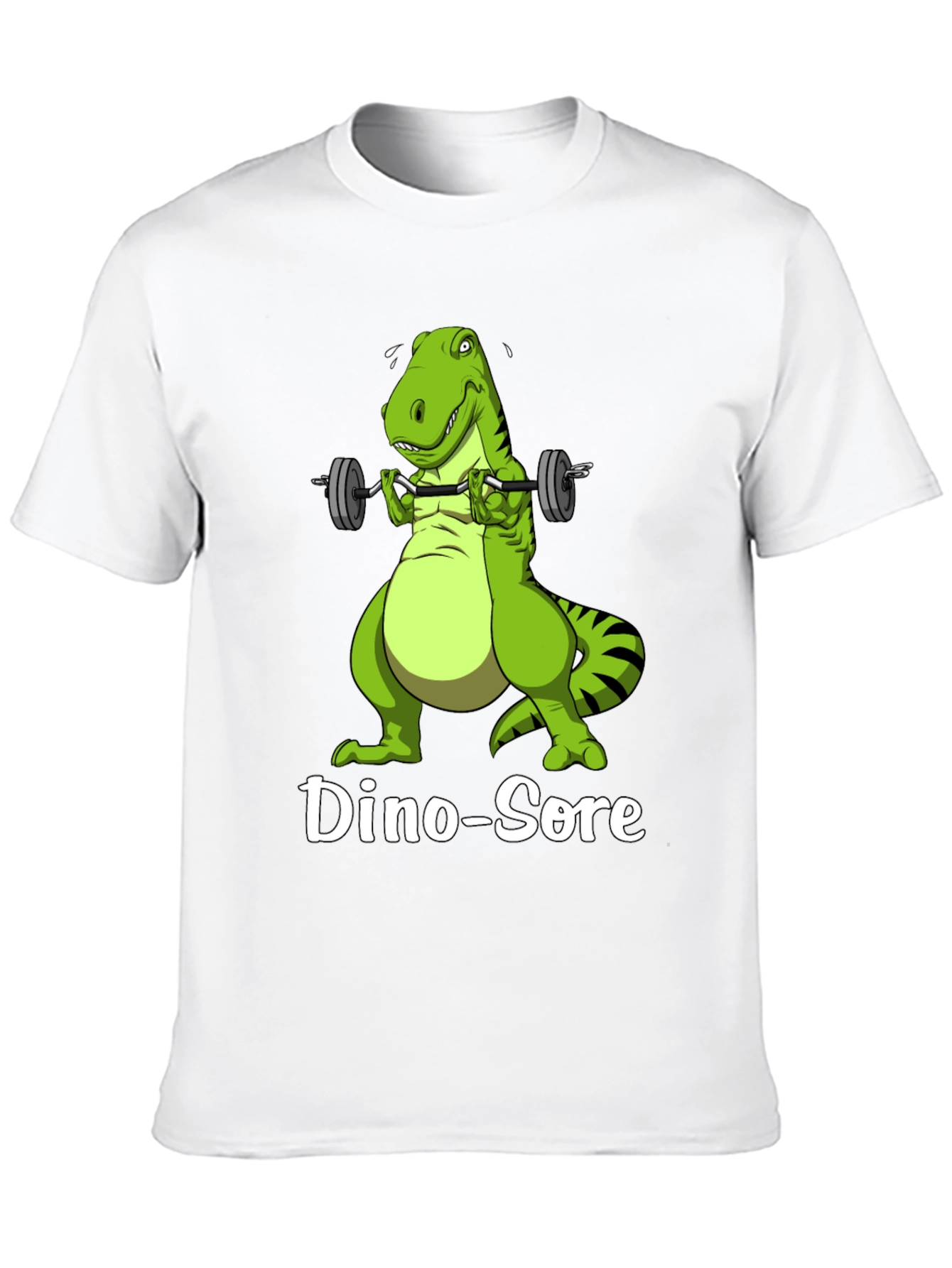 Black Dino-Sore T-Shirt: Funny Gym Dinosaur Workout Tee view 10