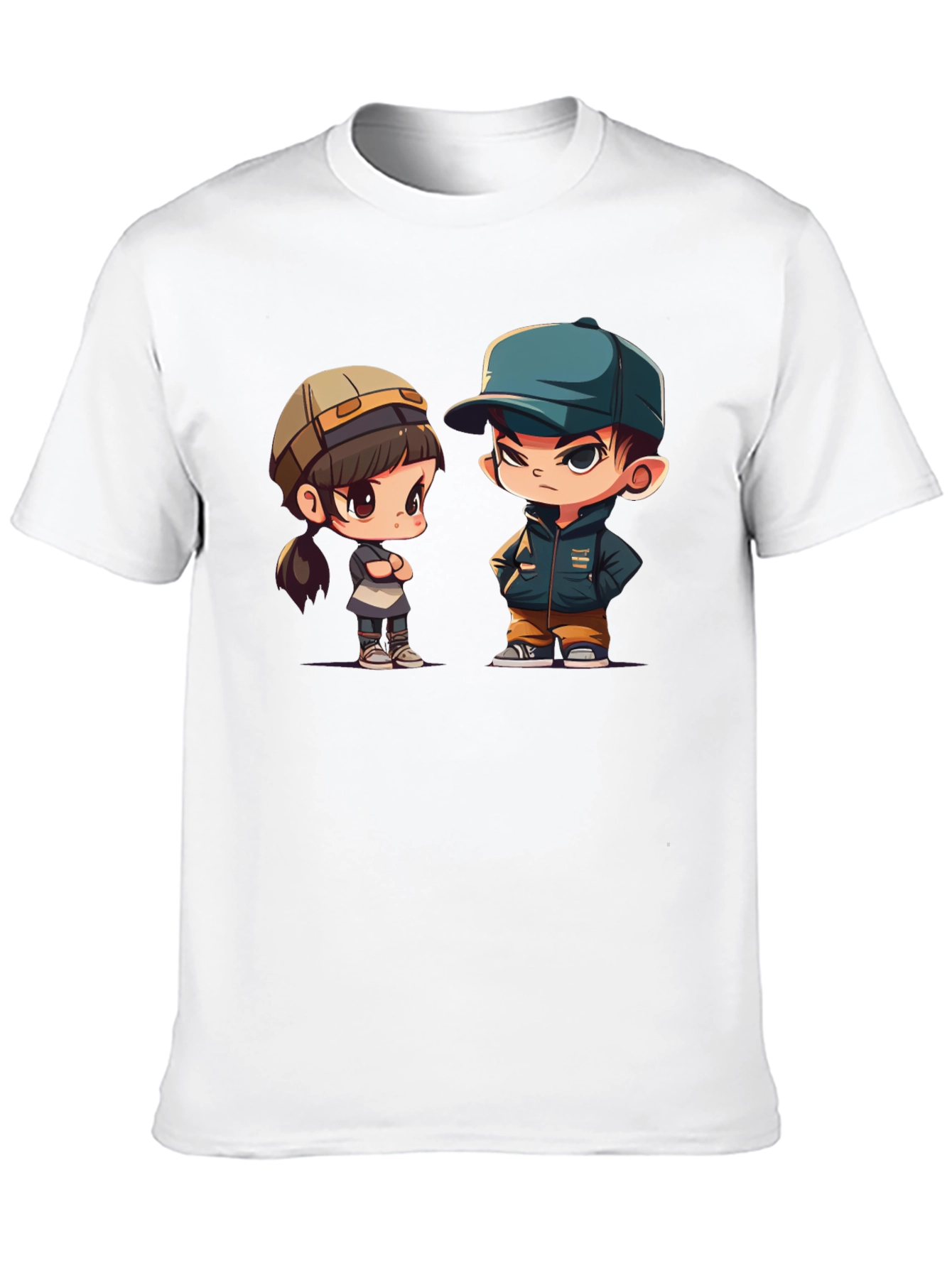 Black Cute Cartoon Couple Graphic T-Shirt view 10