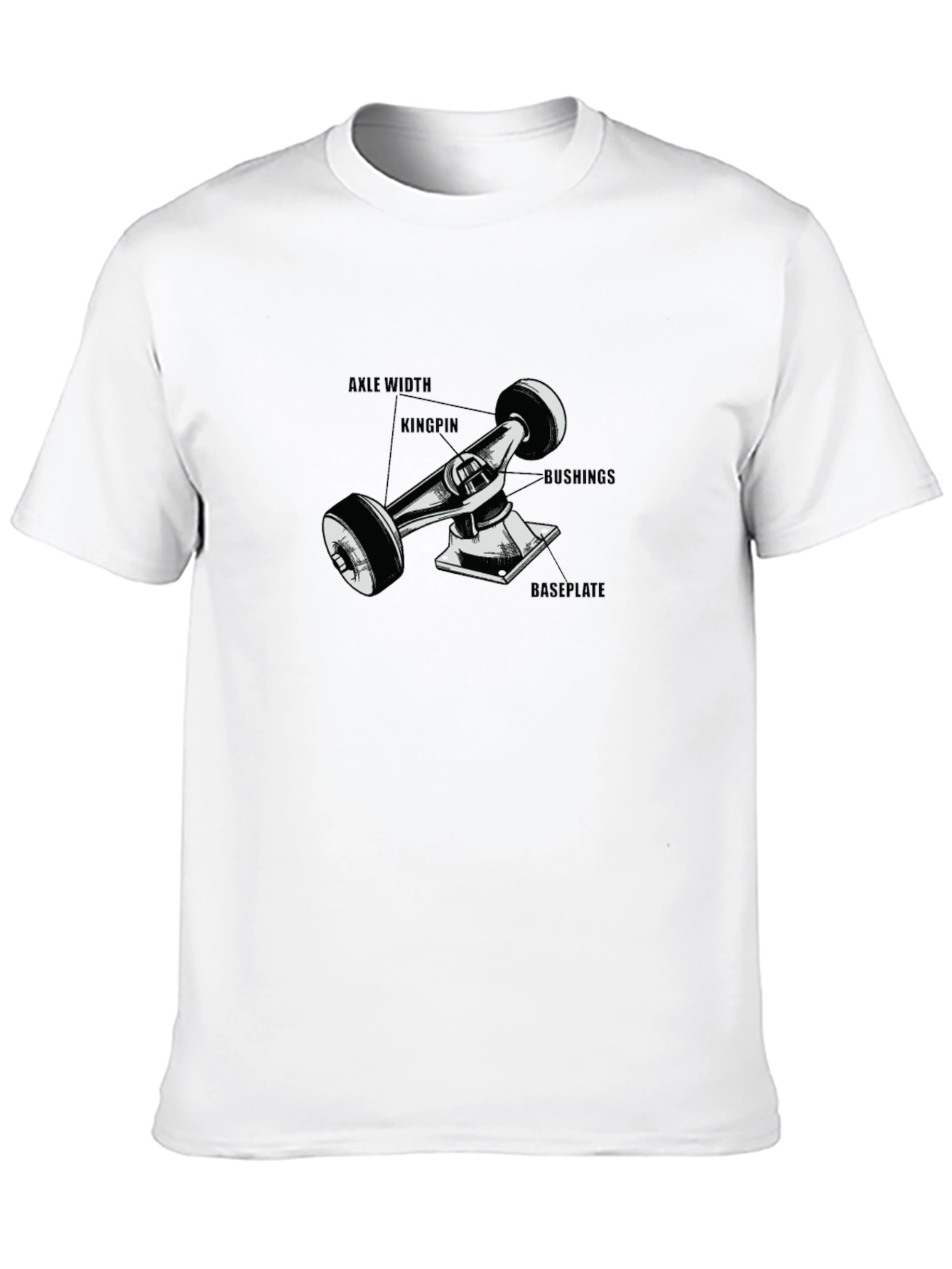 Black Skateboard Truck Diagram T-Shirt - Black view 10
