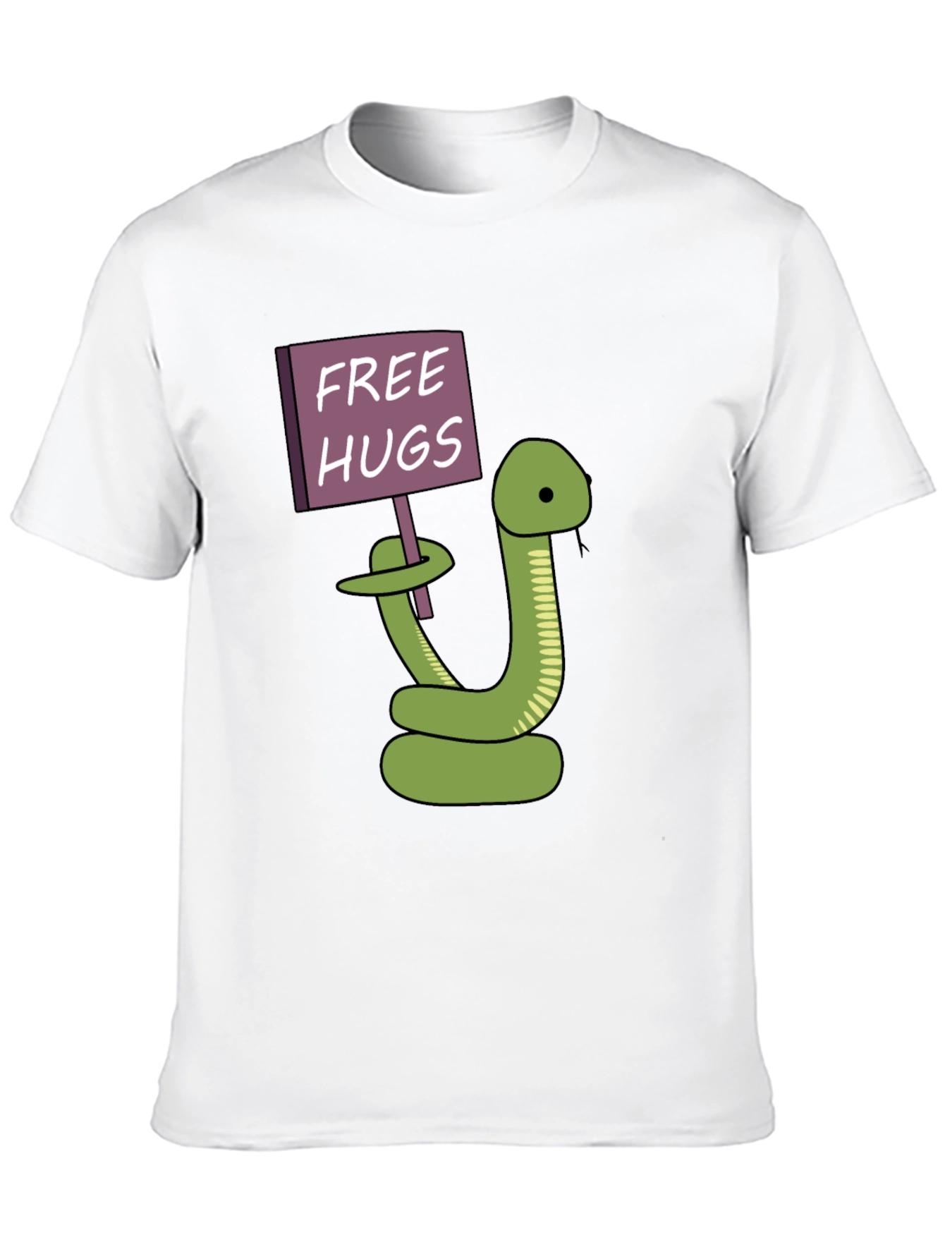 Black Free Hugs Snake T-Shirt - Funny Cartoon Graphic Tee view 10