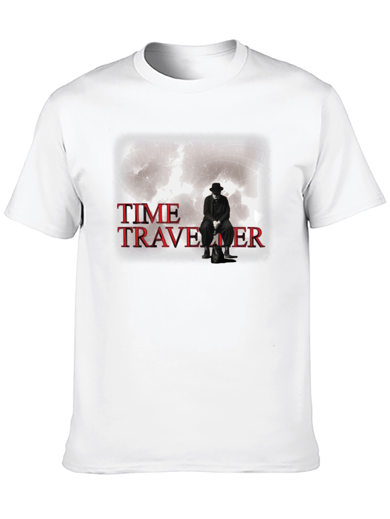 Black Time Traveler Graphic Tee - Black Cotton T-Shirt view 10