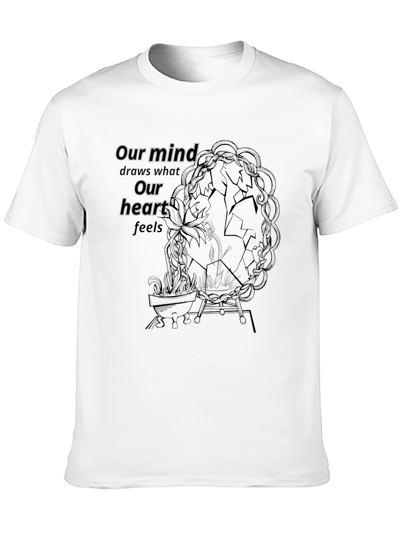 Black Artistic Graphic Print Men's T-Shirt view 10