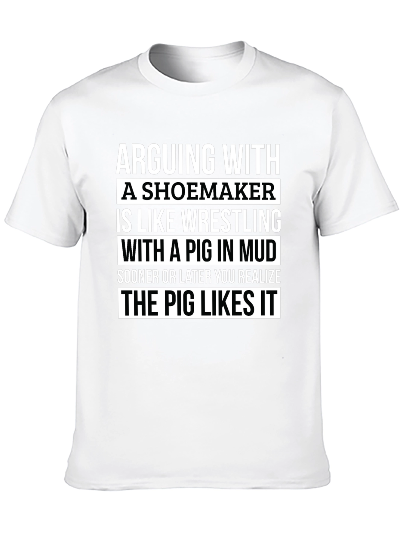 Black Shoemaker Pig Wrestling Humor T-Shirt view 10