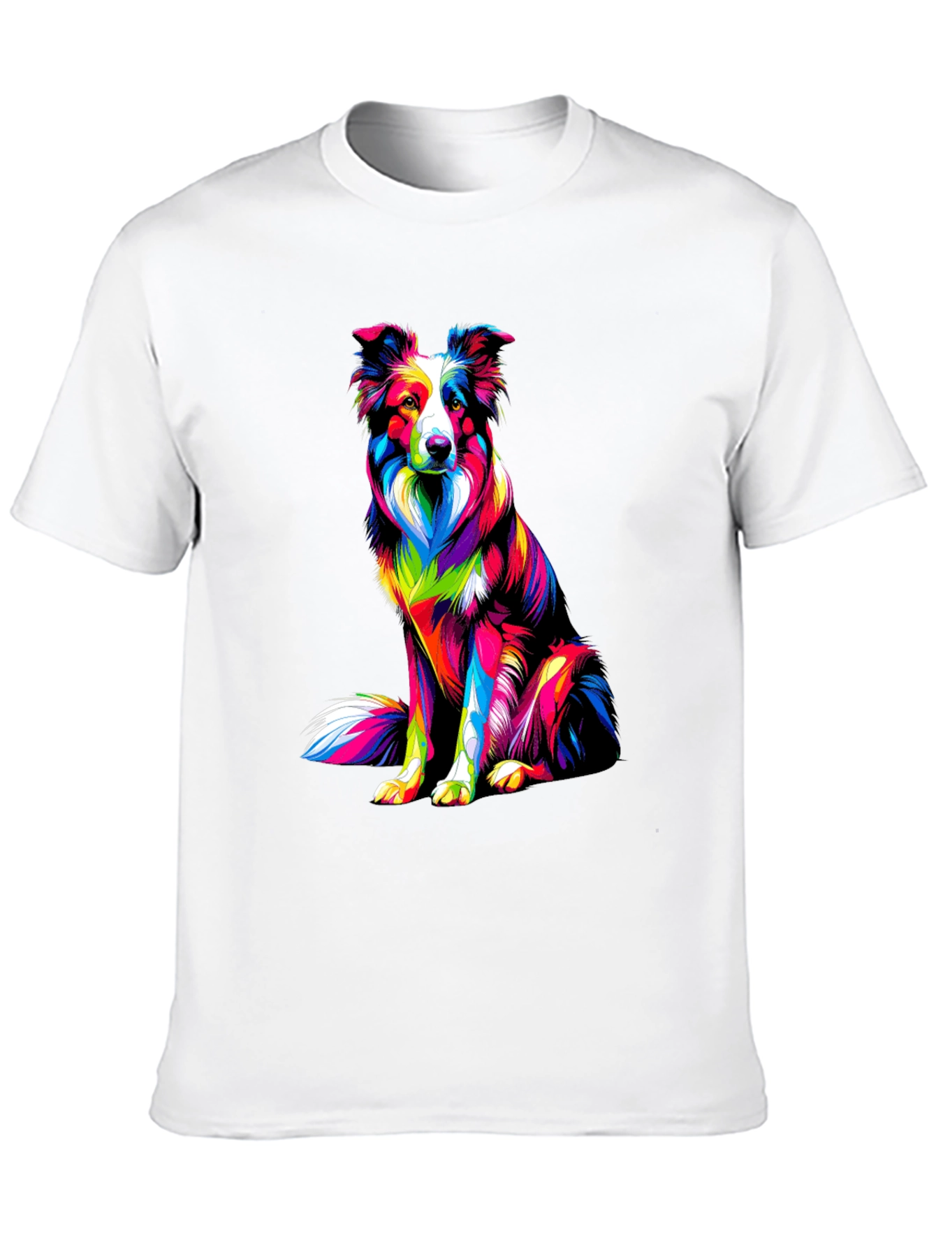 Black Colorful Dog Graphic Tee - Border Collie T-Shirt view 10