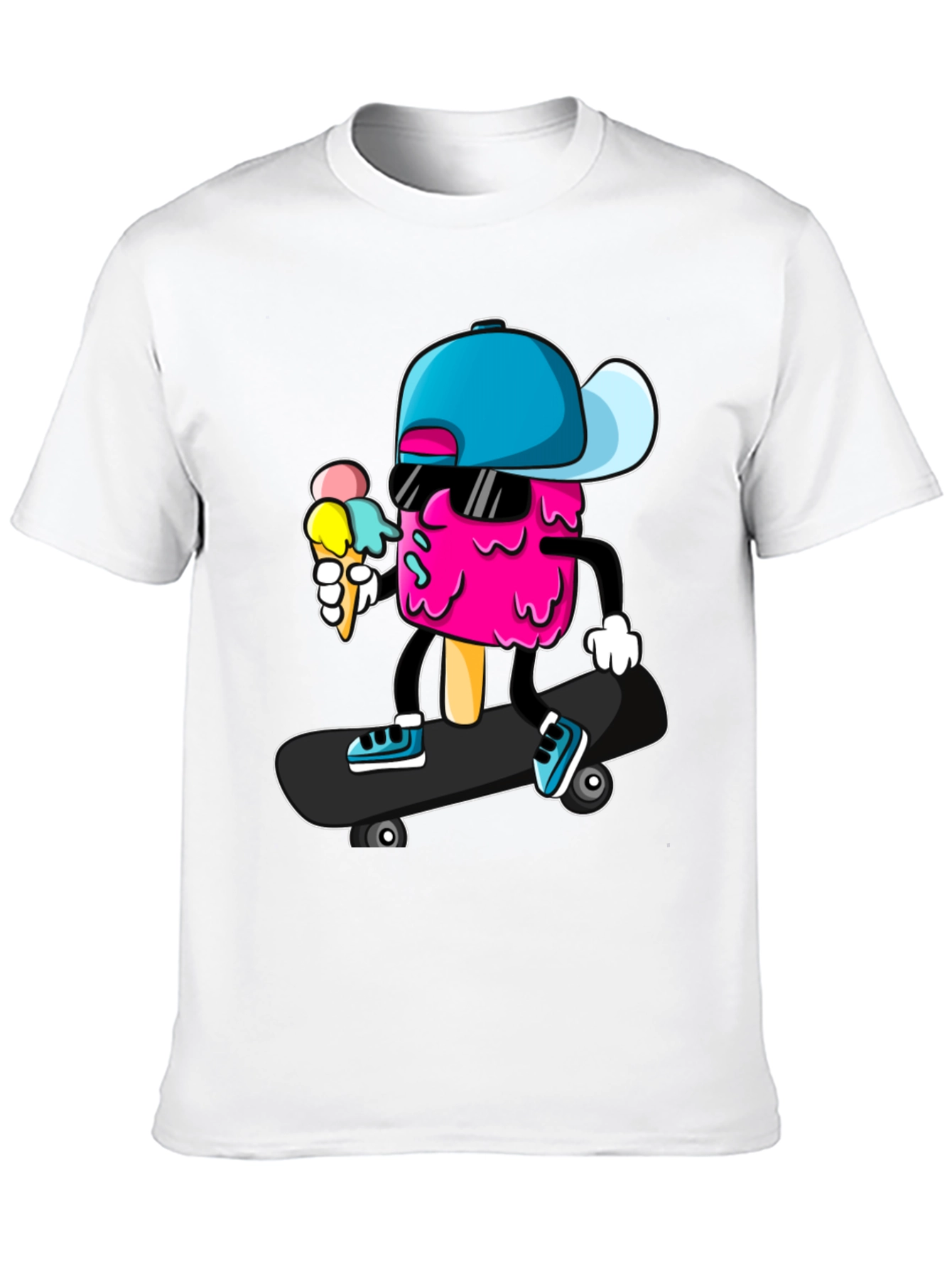 Black Cool Ice Cream Skateboarder Graphic Tee view 10