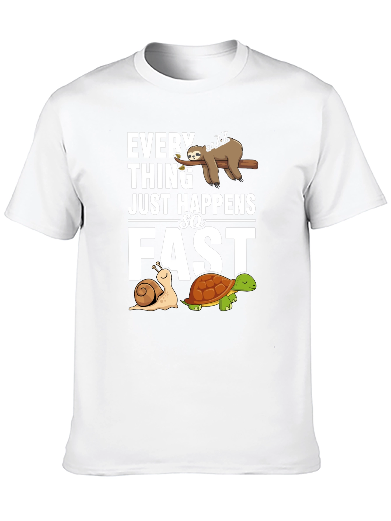 Black Funny Sloth, Snail, and Turtle Graphic T-Shirt view 10