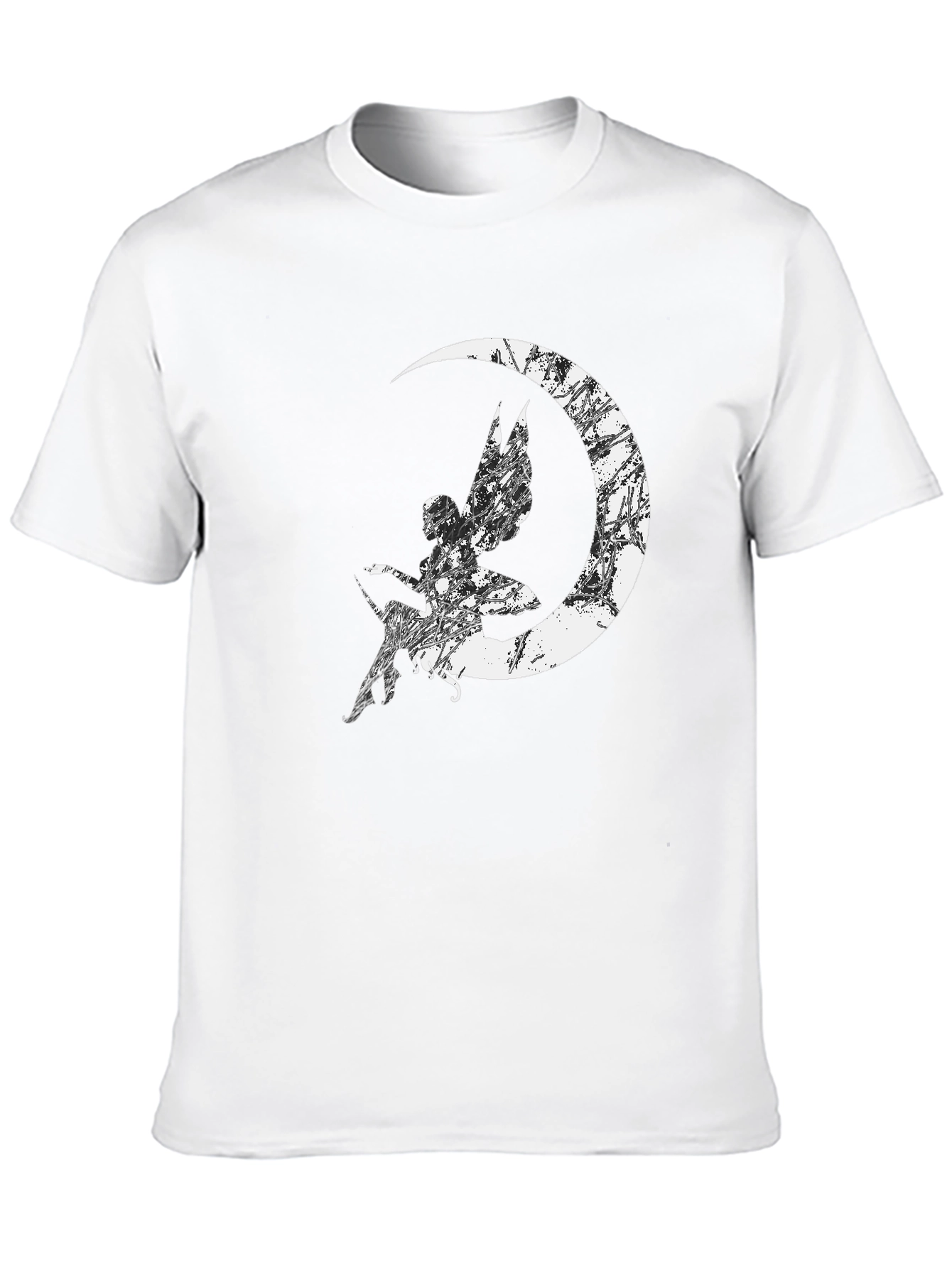 Black Fairy Moon Graphic T-Shirt - Black Cotton Tee view 10