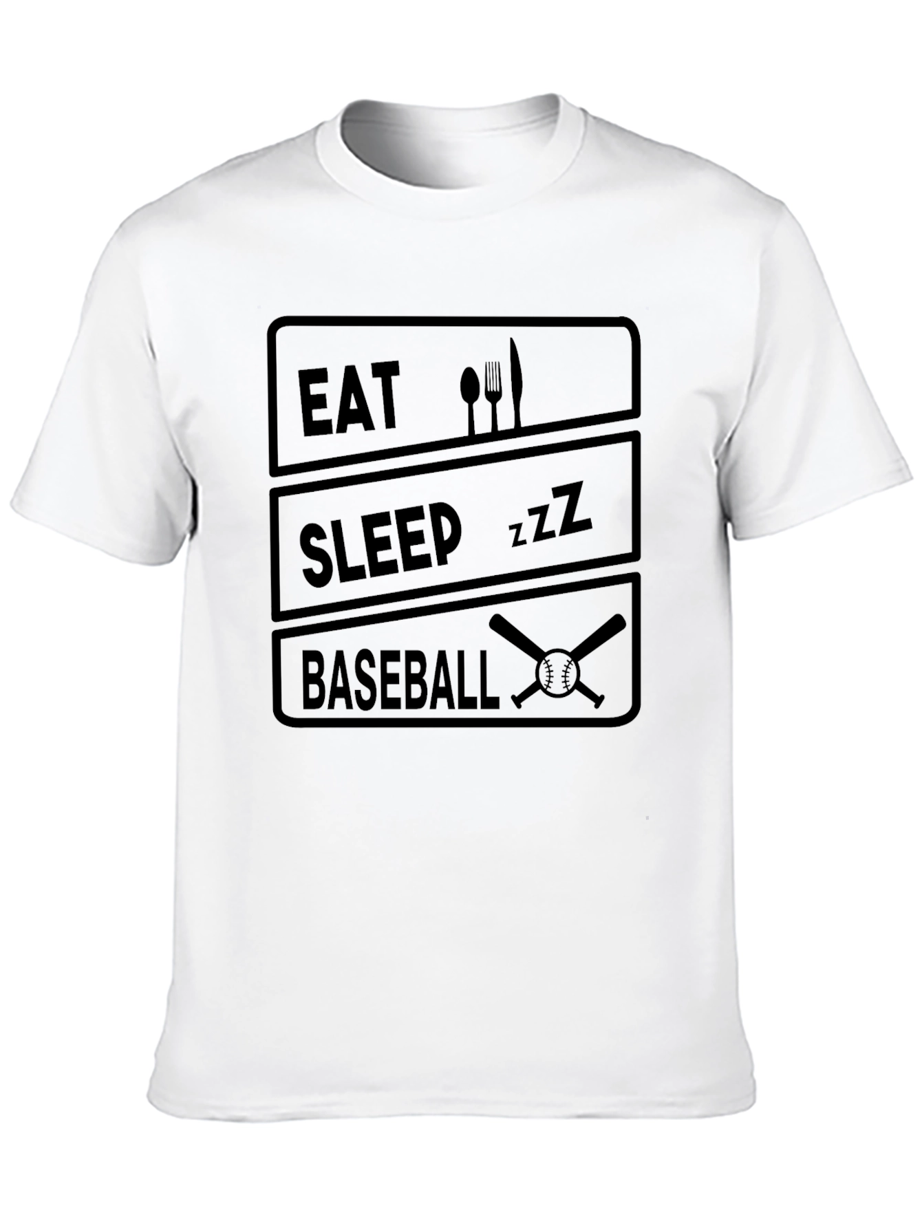 Black Eat Sleep Baseball T-Shirt - Funny Sports Tee view 10