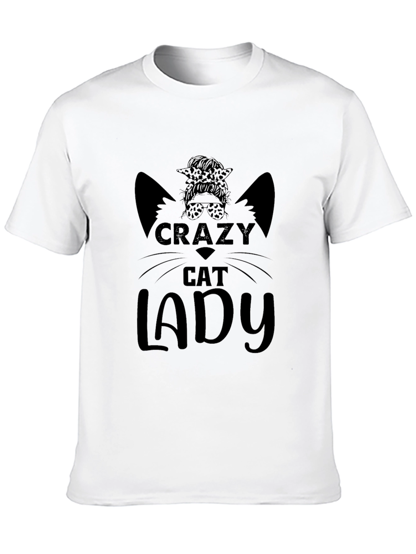 Black Crazy Cat Lady Graphic Tee - Black Unisex T-Shirt view 10