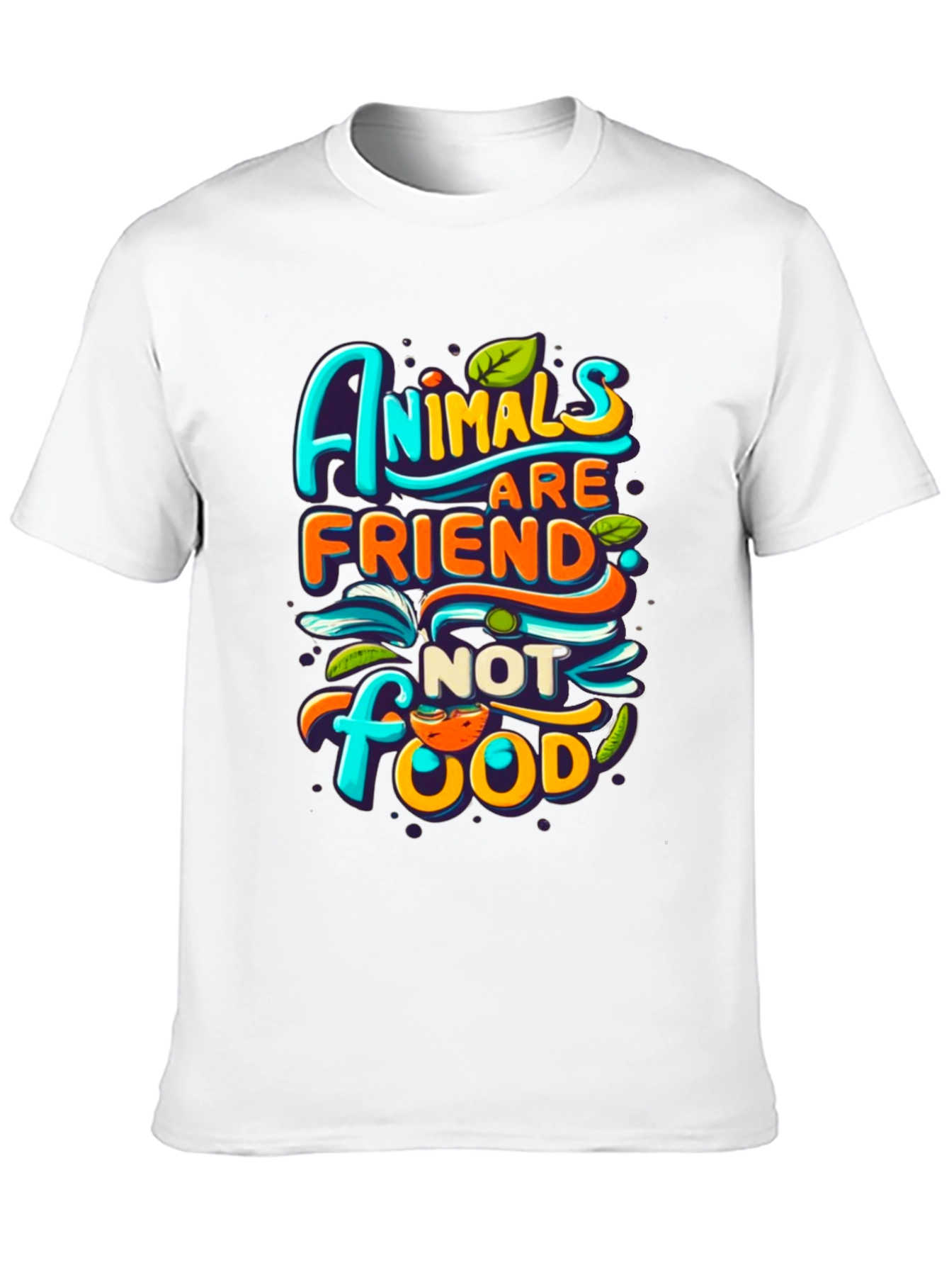 Black Vegan T-Shirt: Animals are Friends, Not Food! view 10