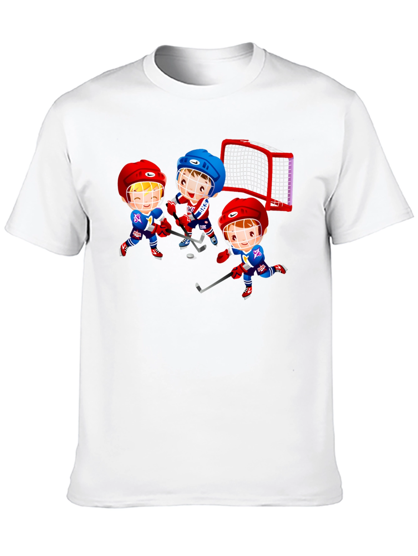 Black Hockey Cartoon Graphic T-Shirt - Fun Sports Tee view 10