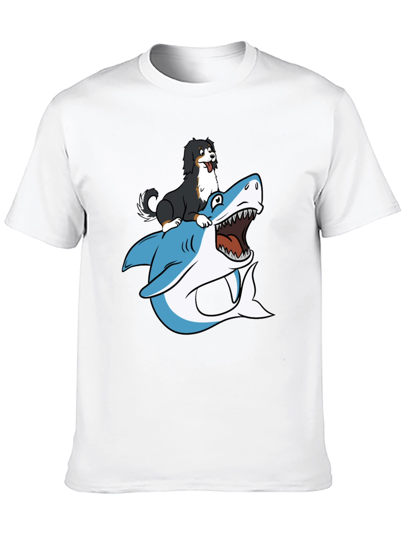 Black Dog Riding Shark T-Shirt - Black view 10
