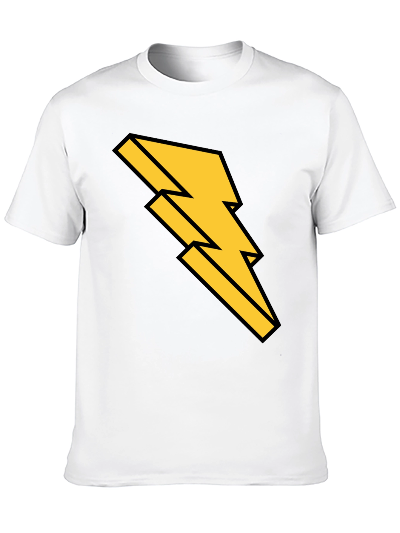 Black Black T-Shirt with Bold Lightning Bolt Design view 10