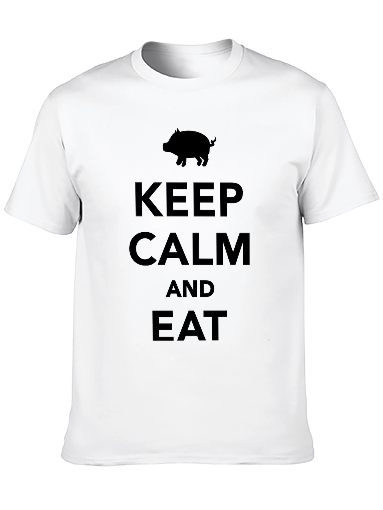 Black Keep Calm and Eat Pig Funny Black T-Shirt view 10