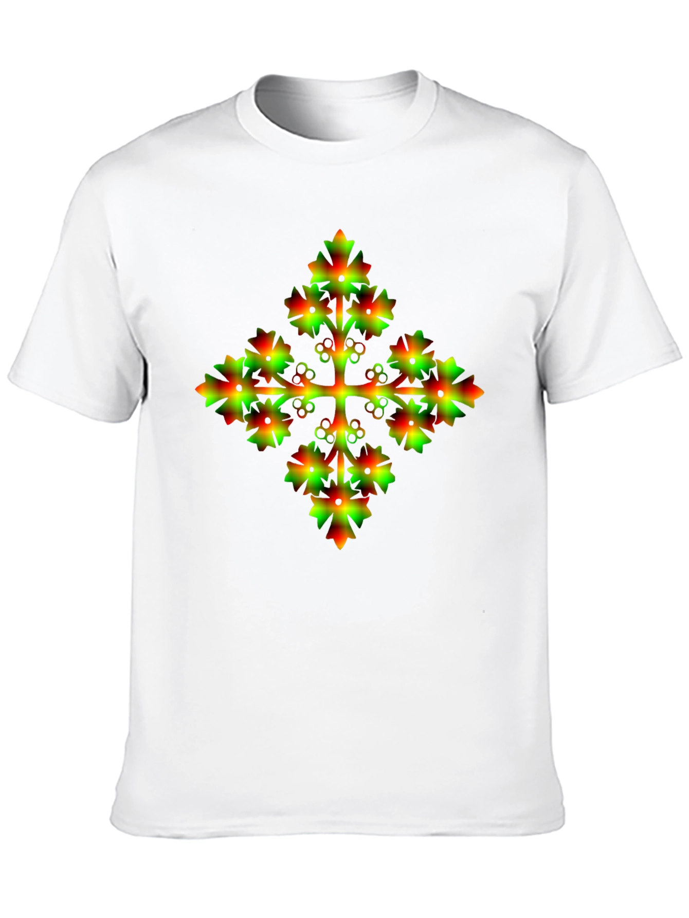 Unique Gradient Floral Cross Graphic Tee - 10