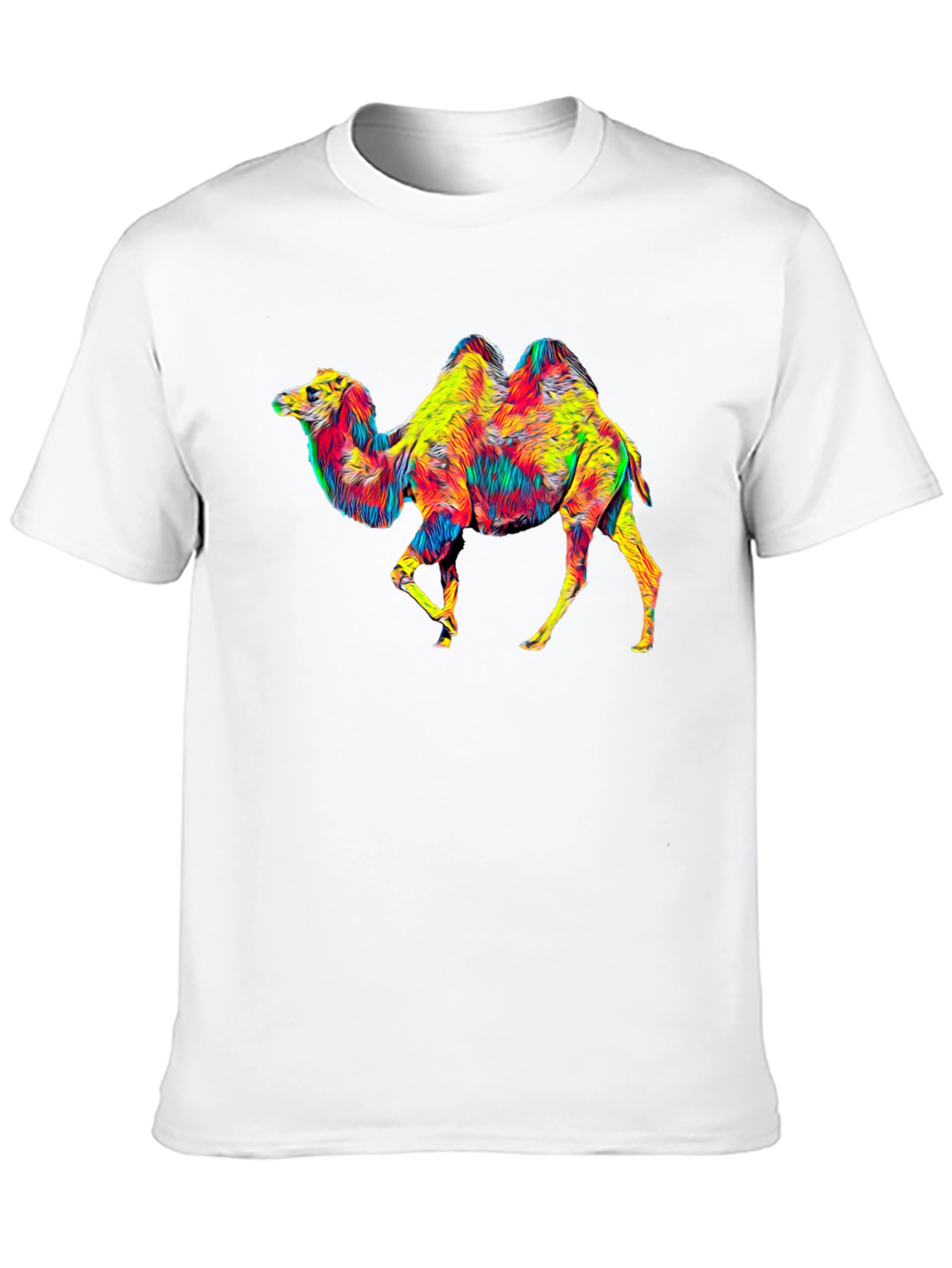 Black Colorful Camel Graphic T-Shirt - Unique Animal Print view 10