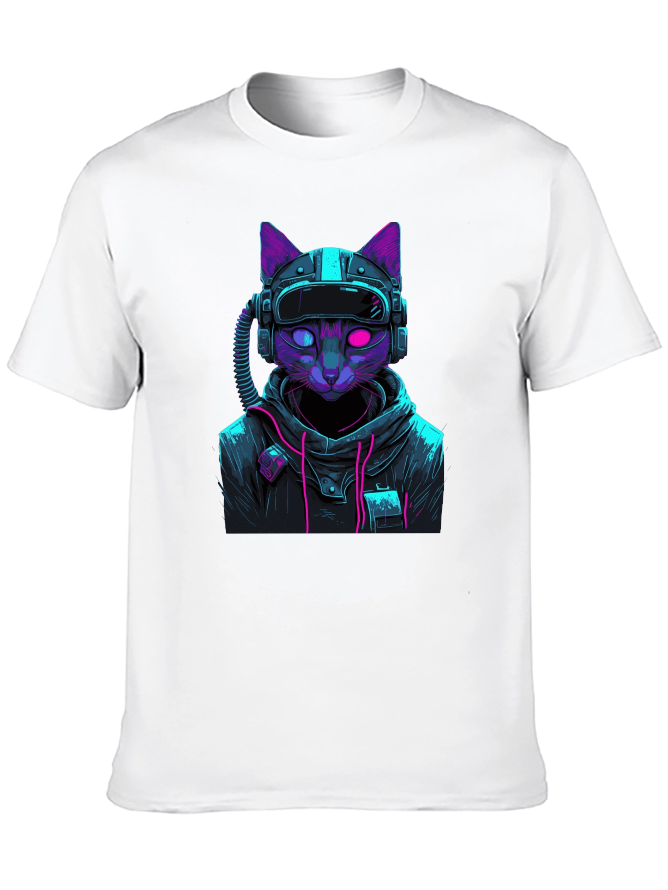 Black Cyberpunk Cat T-Shirt - Futuristic Style view 10