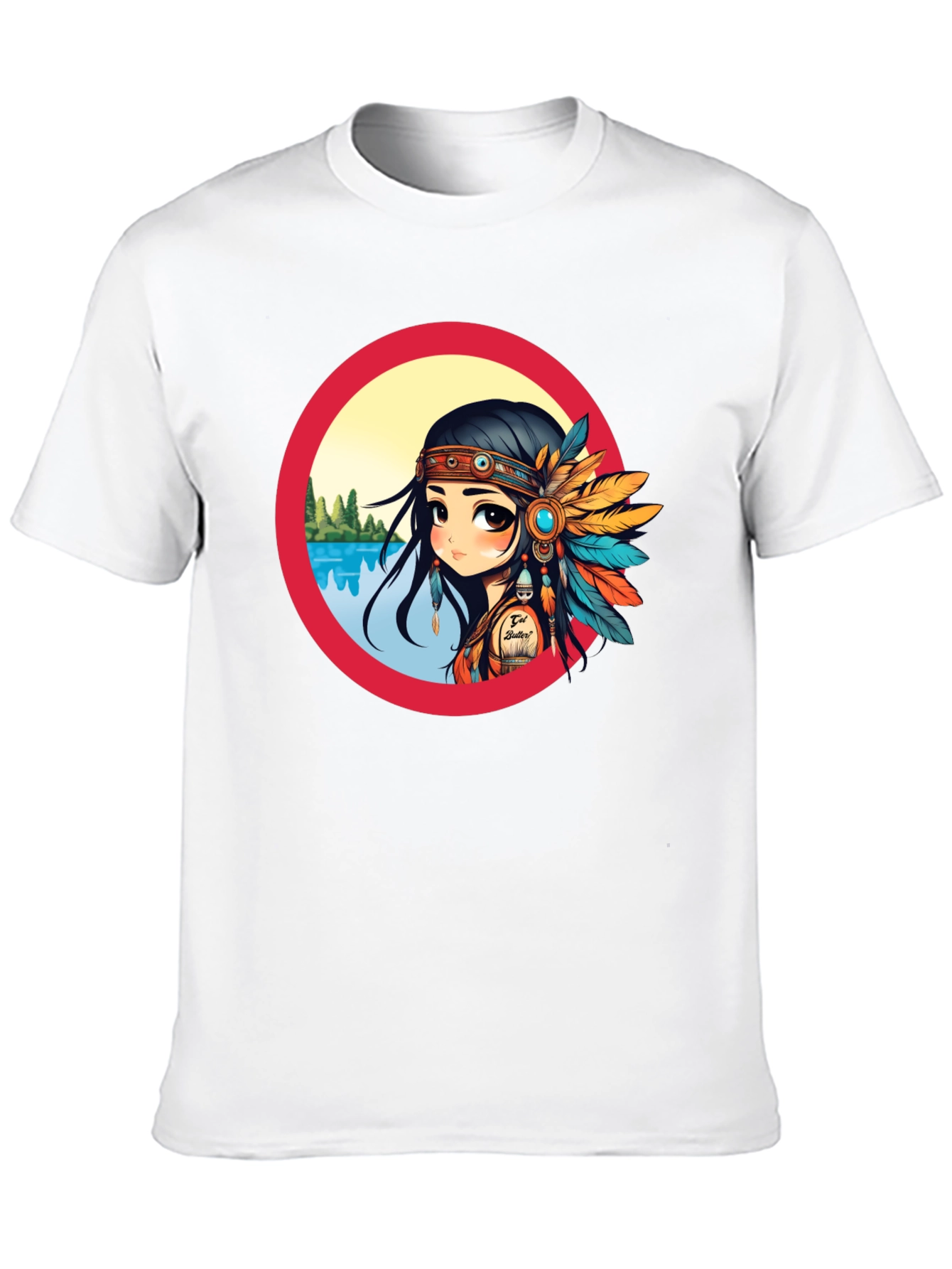 Black Cartoon Native American Girl Graphic Tee view 10