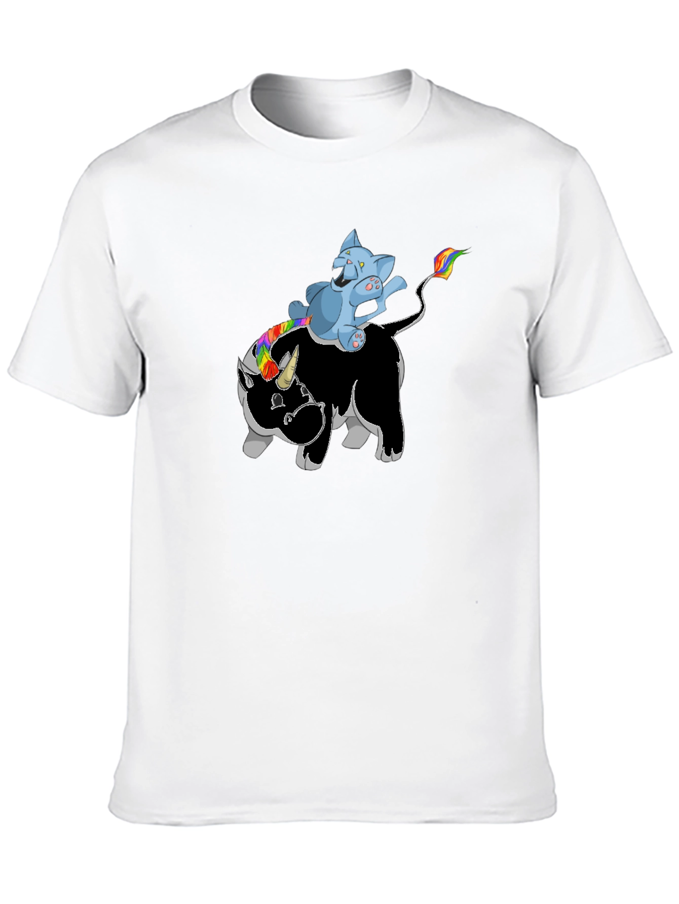 Black Unicorn Rhino Cat Rider T-Shirt - Black view 10