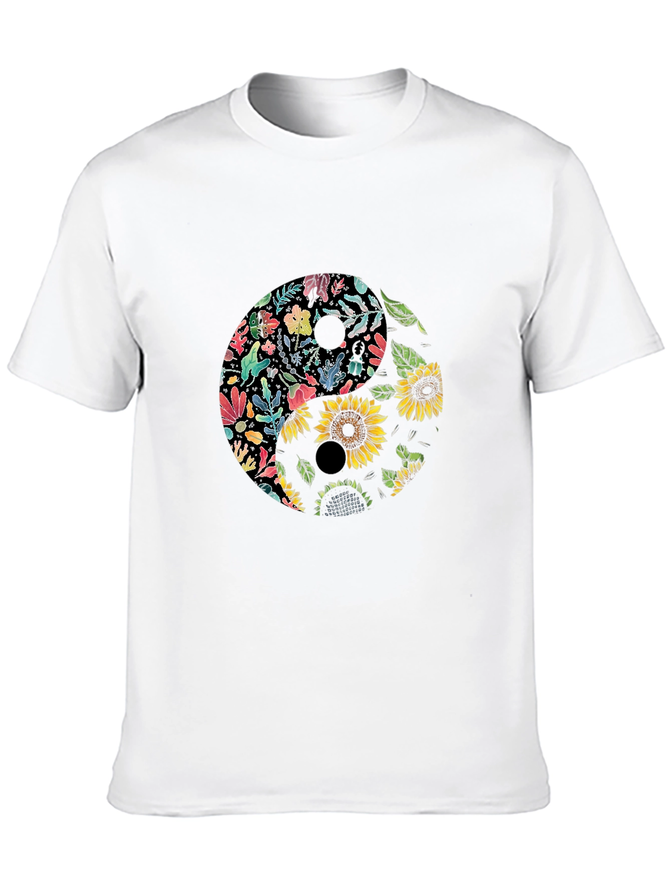 Black Floral Yin Yang Graphic Tee - Black view 10