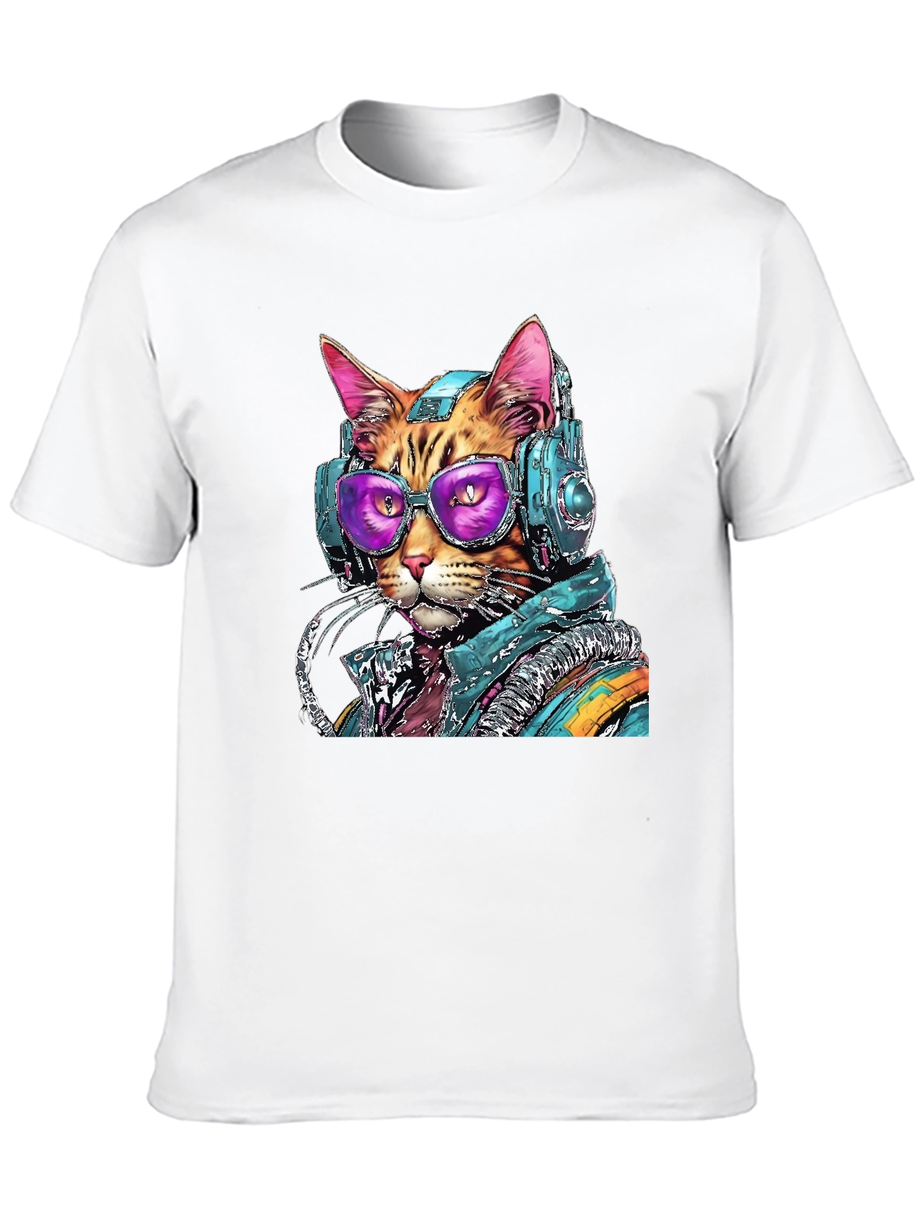 Black Cool Cat DJ Graphic Tee - Black Cotton Comfort view 10