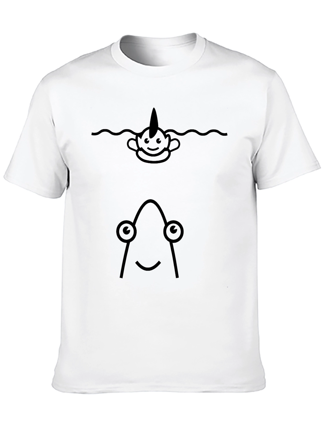 Black Funny Narwhal & Angler Fish Graphic T-Shirt view 10