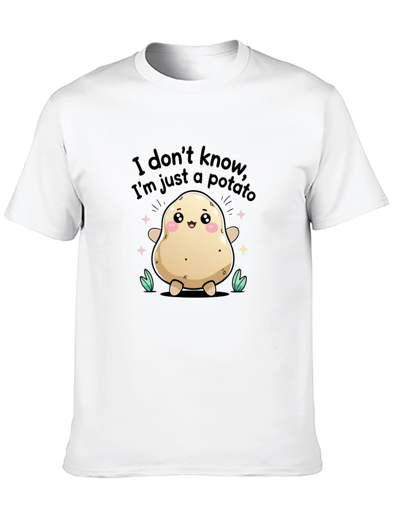 Black Funny Potato T-Shirt - "I Don't Know, I'm Just a Potato" view 10