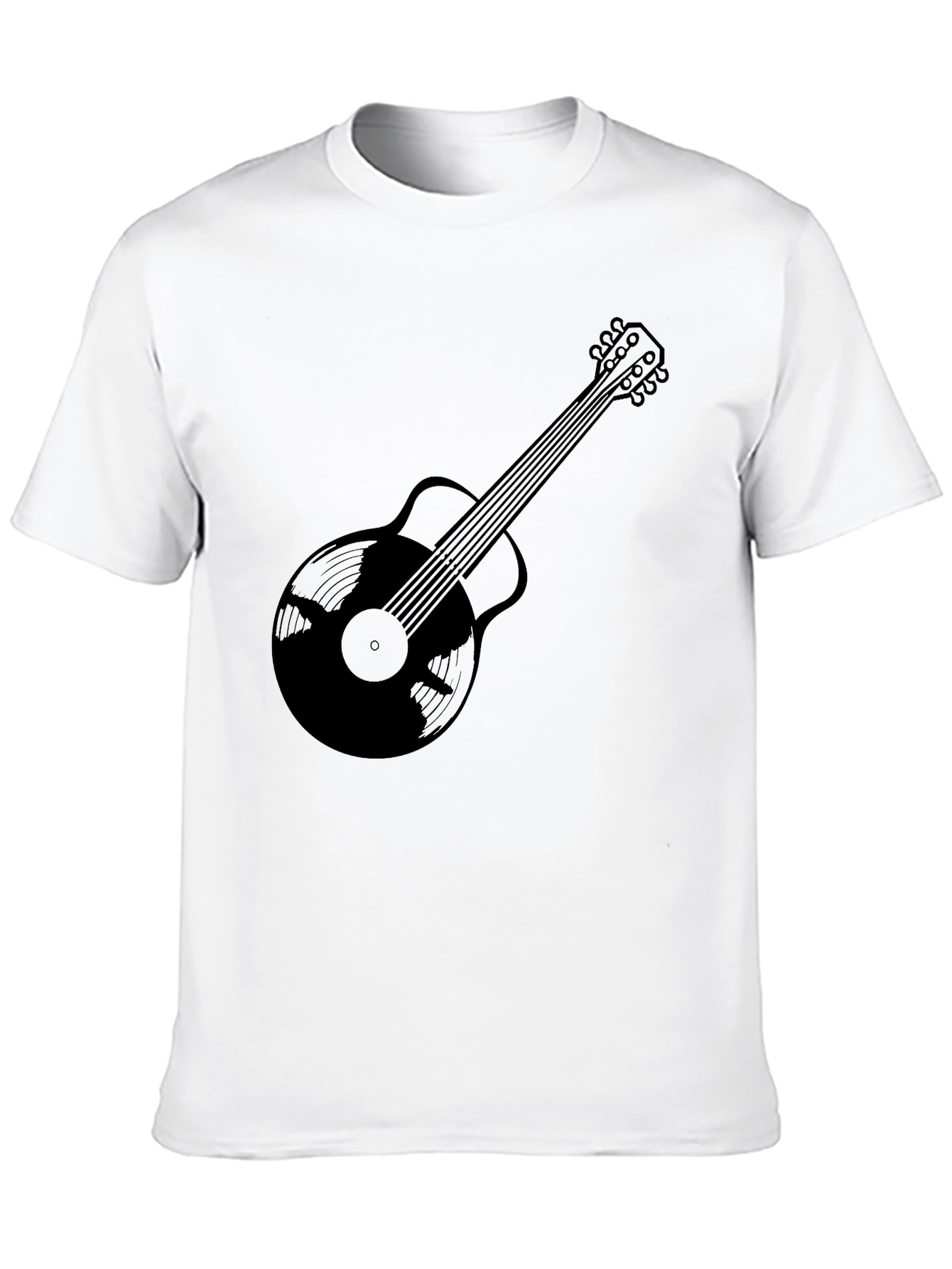 Black Guitar Vinyl Record Graphic Tee - Music Lover T-Shirt view 10