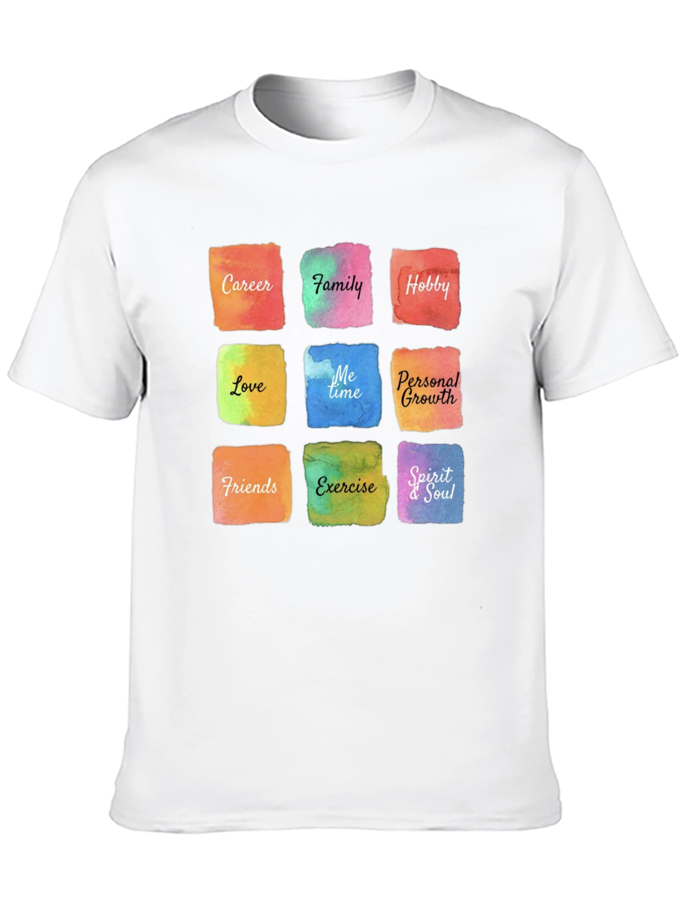 Black Mindful Life T-Shirt - Watercolor Balance Design view 10