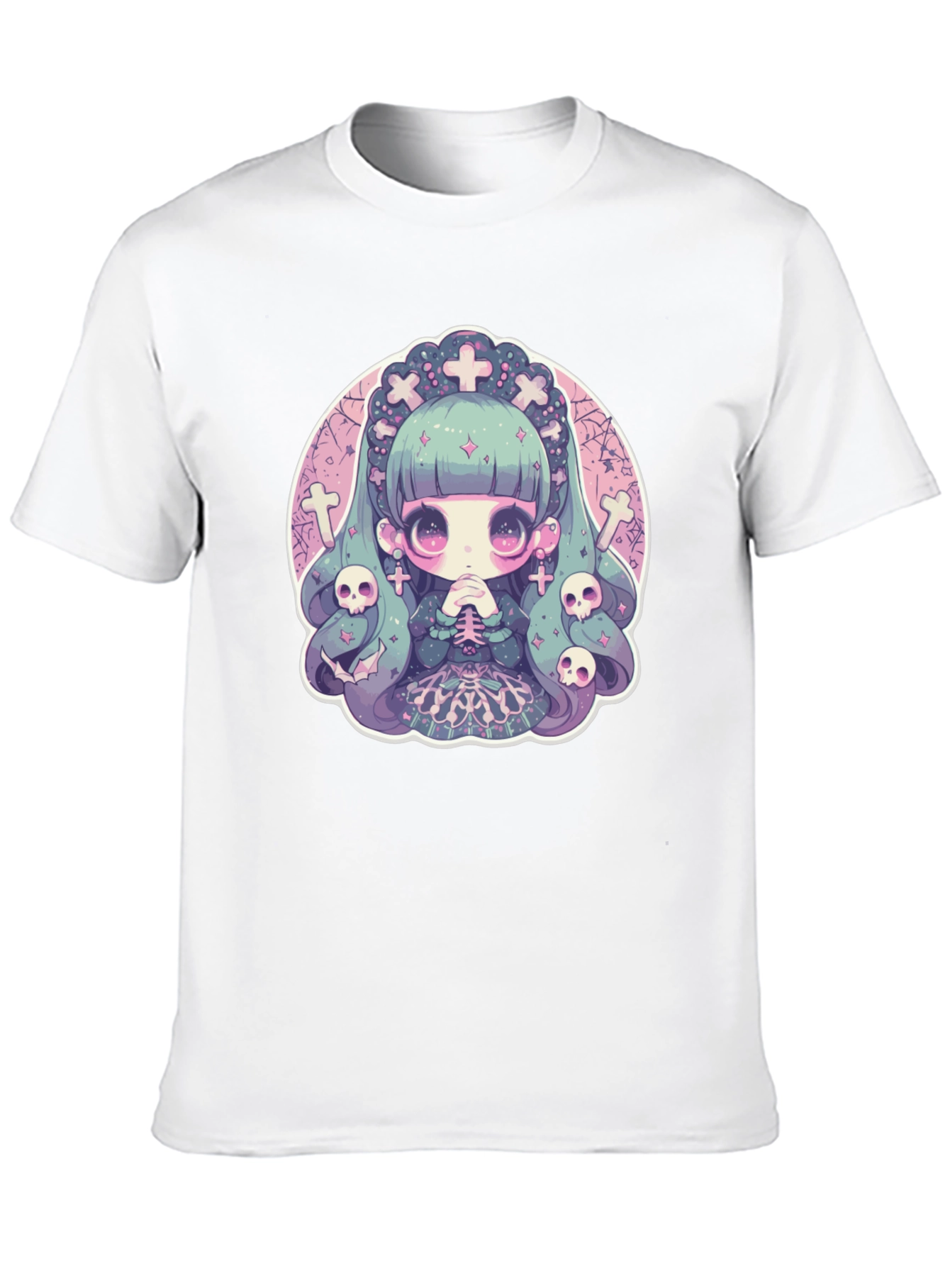 Black Gothic Anime Girl T-Shirt view 10