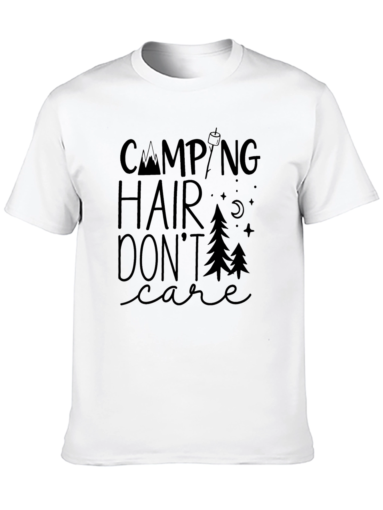 Black Camping Hair Don't Care Graphic T-Shirt view 10